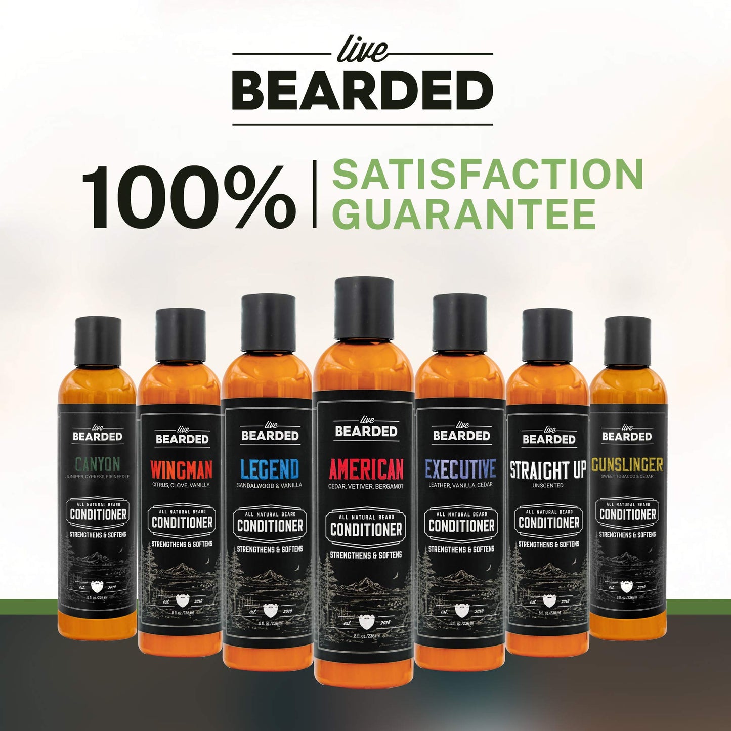 Live Bearded: Beard Conditioner - Executive - Facial Hair Conditioner - 8 oz. - Strengthens and Softens - All-Natural Ingredients with Biotin, Coconut Oil, Argan Oil, and Caffeine - Made in the USA