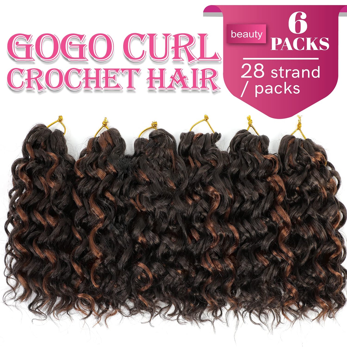 Gogo Curl Crochet Hair 8 Inch Short Curly Crochet Hair for Black Women Beach Curl Water Wave Curly Crochet Braids Hair, Deep Wave Synthetic Braiding Hair Extensions(8 inch P4/30)