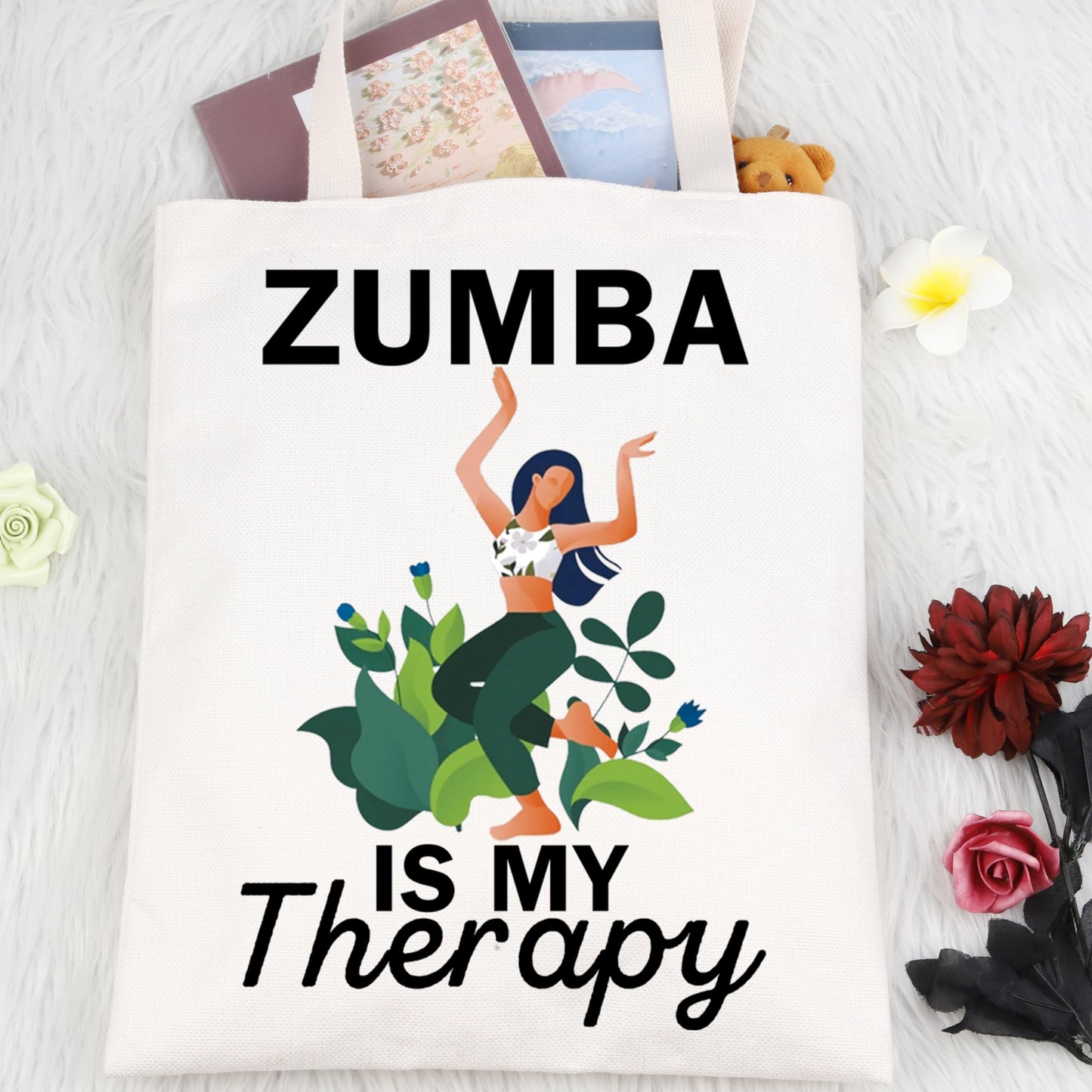 XYANFA Zumba Is My Therapy Zumba Lover Makeup Bag Zumba Instructor Gift Zumba Dance Fitness Coach Teacher Zipper Pouch (ZUMBA IS MY Therapy Tote Bag)