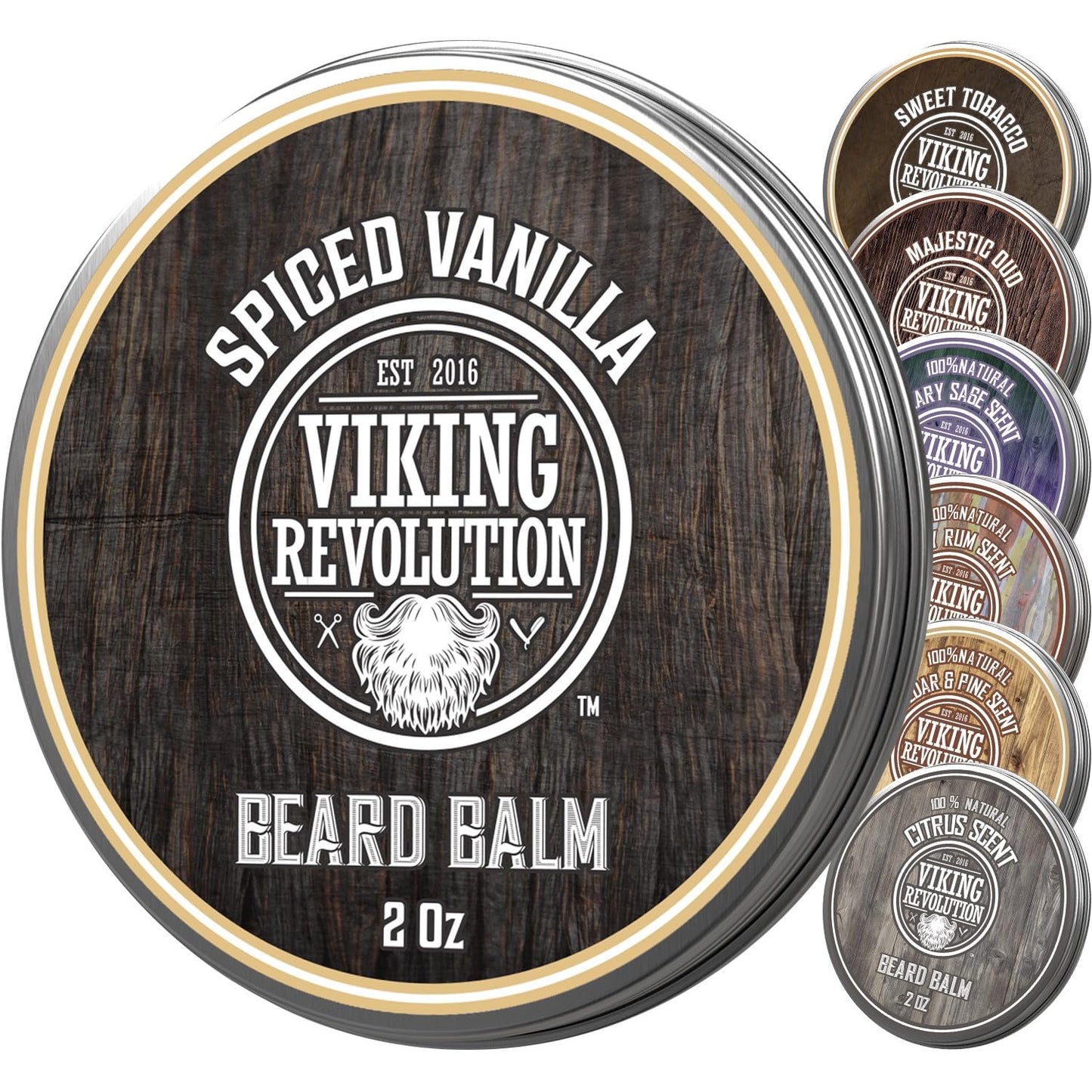 Viking Revolution Spiced Vanilla Beard Balm - Beard Butter with Argan Oil, Beard Softener for Men with Jojoba Oil - Beard Moisturizer for Men with Beeswax - Beard Wax for Men (2oz, 1 Pack)