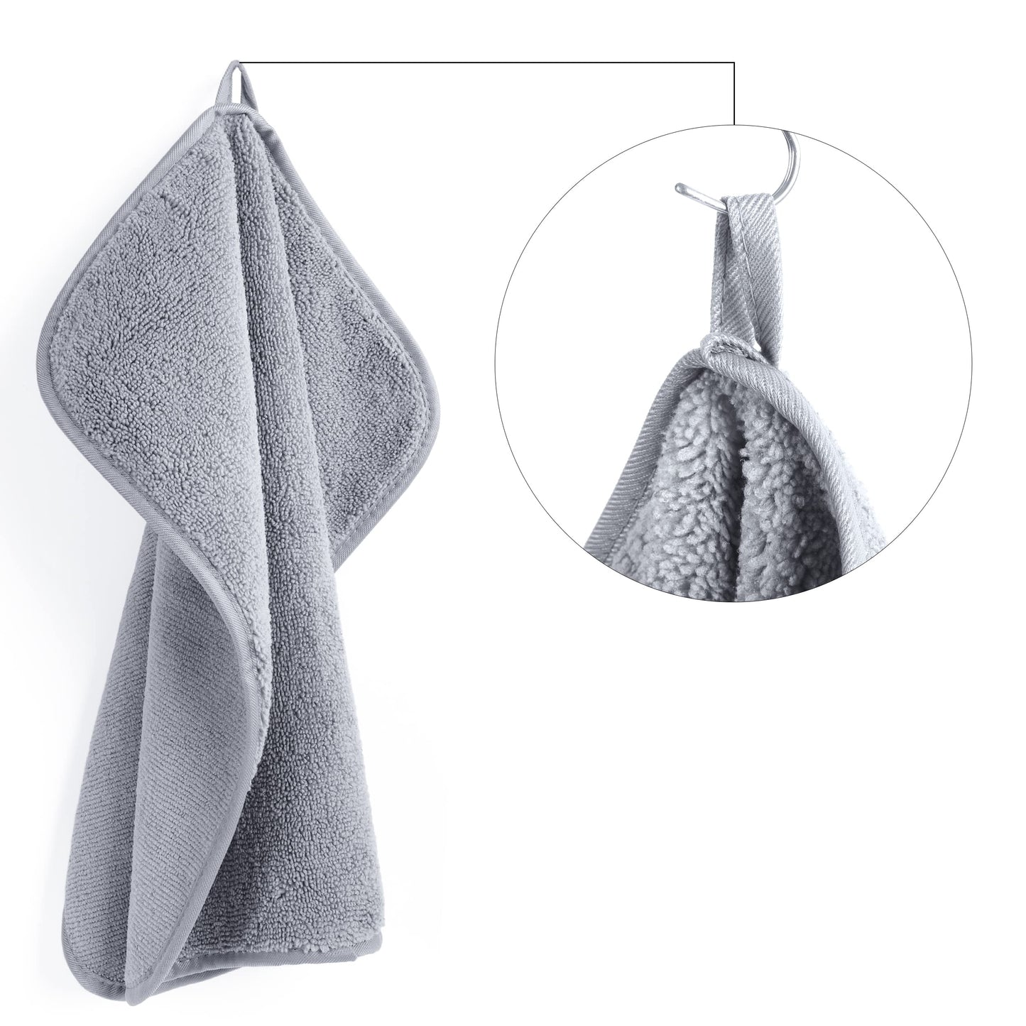 POLYTE Premium Lint Free Microfiber Washcloth Face Towel, 13 x 13 in, Set of 6 (Gray)