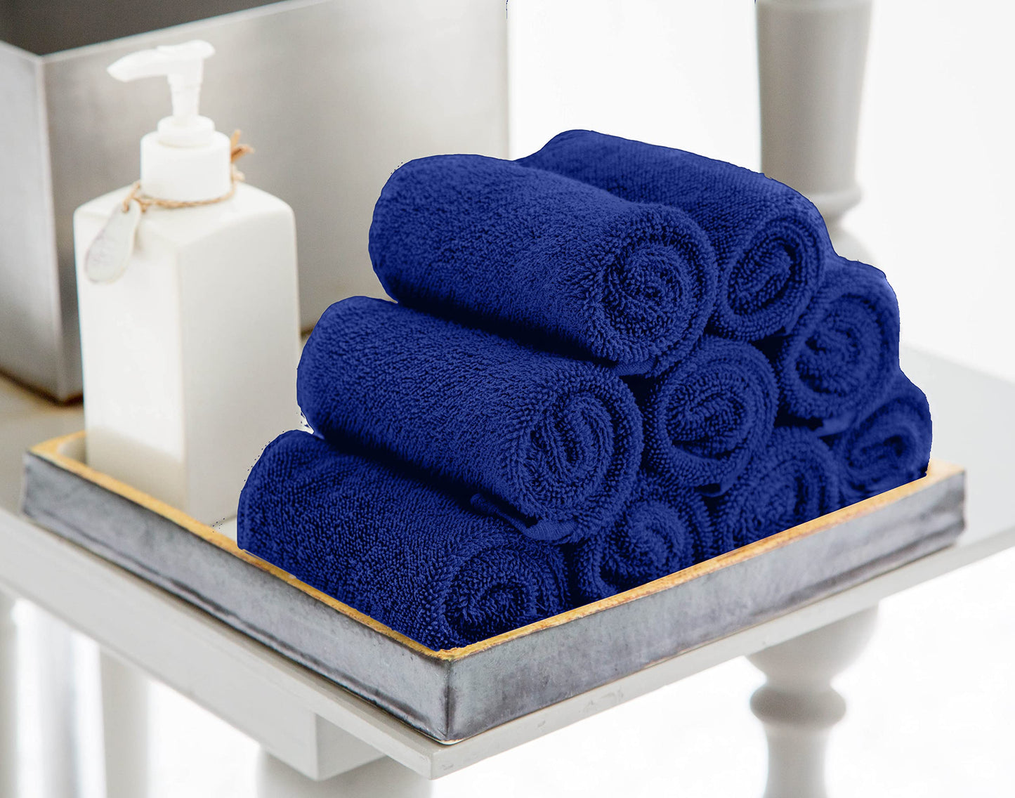 Utopia Towels 24 Pack Cotton Washcloths Set - 100% Ring Spun Cotton, Premium Quality Flannel Face Cloths, Highly Absorbent and Soft Feel Fingertip Towels (Royal Blue)