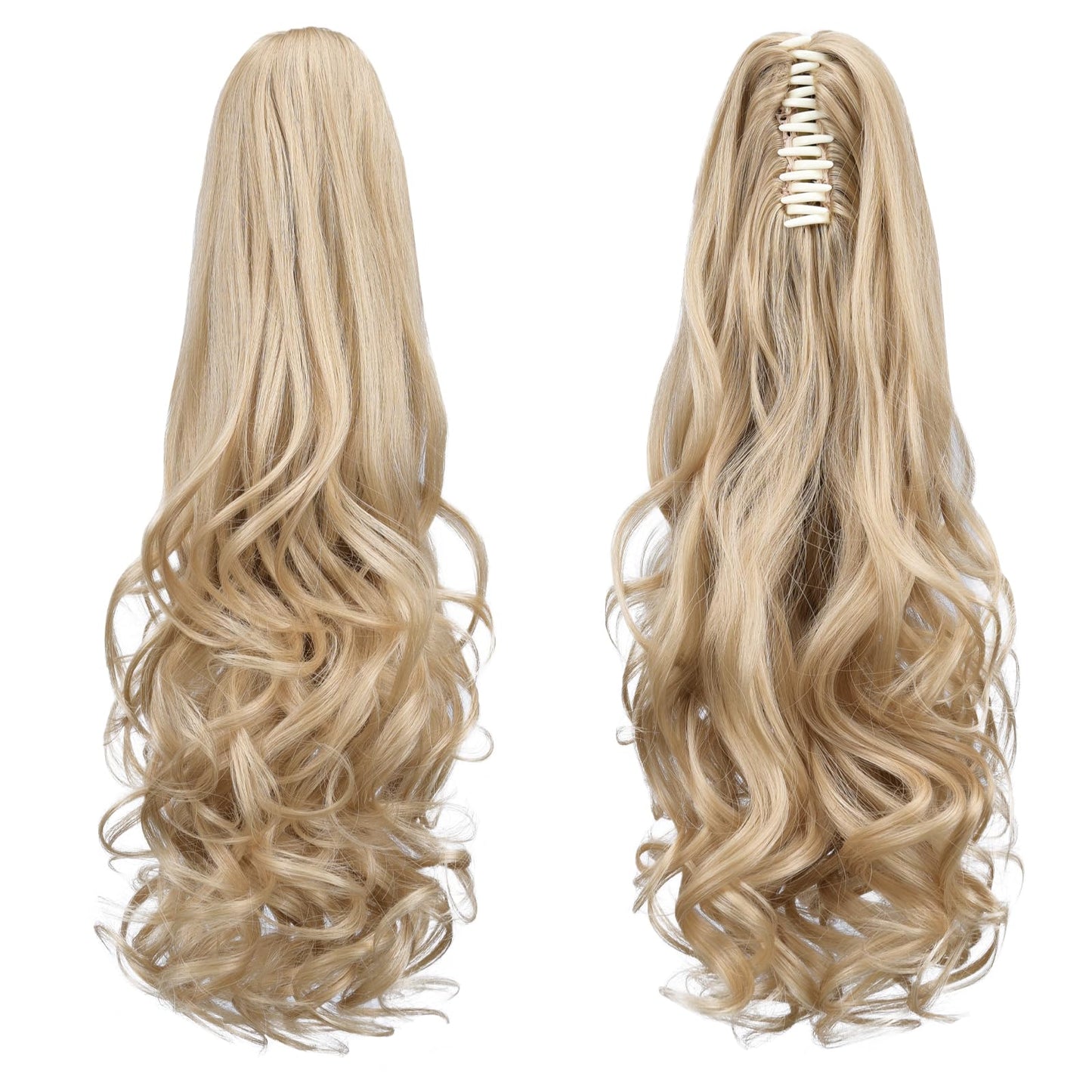 Tiklans Blonde Ponytail Extension,22" Clip in Ponytail for Women Long Ponytail Hair Extension Synthetic Heat Friendly Fiber for Girls