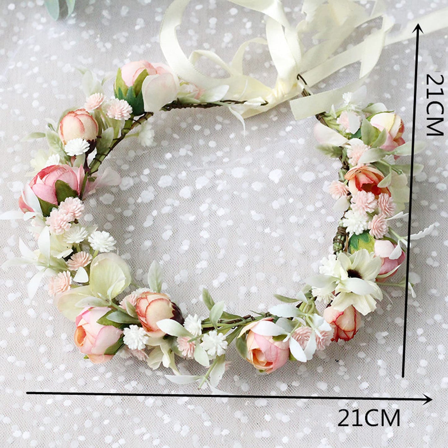 Lopsity Women Rose Floral Flower Crown Headband Rose Halo Wreath Wedding Bridal Hair Garland Ajustable Flower Hair Wreath (style2-pink)