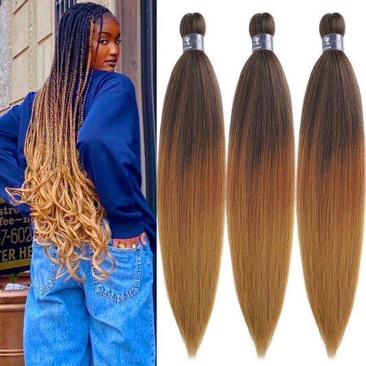 UPruyo 1B/30/27 Ombre Braiding Hair Pre Stretched Kids Kanekalo Braiding Hair Extensions for Braiding Box Braids Knotless Prestretched Pre Sectioned Braiding Hair Ombre 26 inch