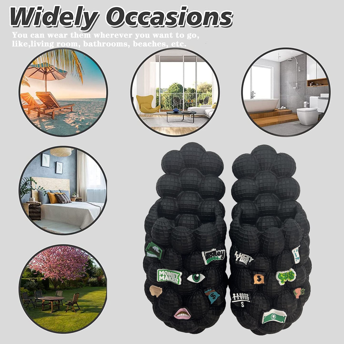 Anboa Bubble Slides, Bubble Slippers, Massage Bubble Slides Slippers for Women Men, Funny Lychee Non-slip Spa Slippers, Soft Pillow Stress Relief Slides, Reflexology Sandals for Ladies Slides,