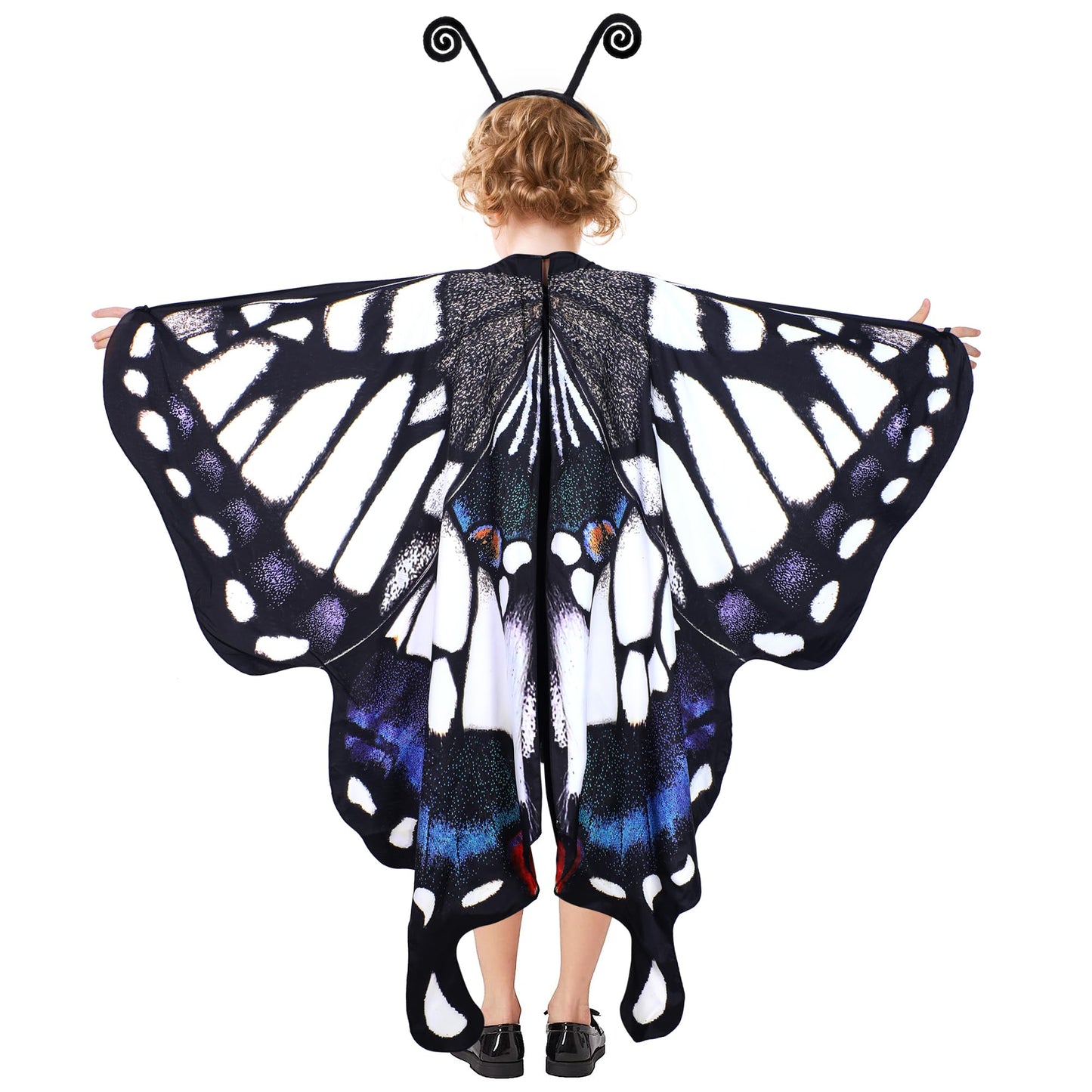 INCOK Black Butterfly Wings Girls - Fairy Butterfly Wing Cape with Headband and Mask Butterfly Costumes for Girls Halloween Mardi Gras Carnival Cosplay Party Photograph Dress up Accessories