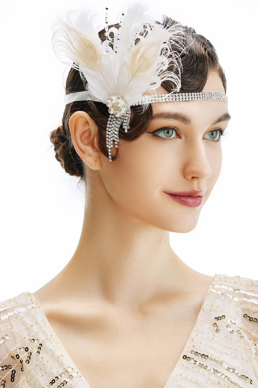 BABEYOND Flapper Headpiece for Women - Flapper Feather Headband 1920s Gatsby Headpiece Vintage Accessories for Women