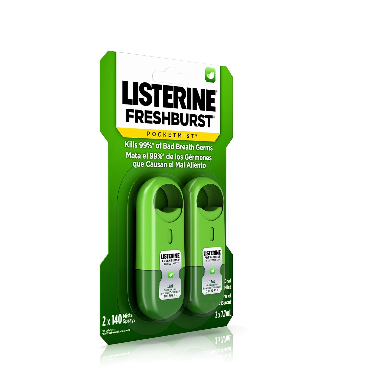 Listerine Freshburst Pocketmist Fresh Breath Mist, Non-Aerosol Sugar-Free Oral Care Spray For Bad Breath, 7.7 mL, 2 Pack