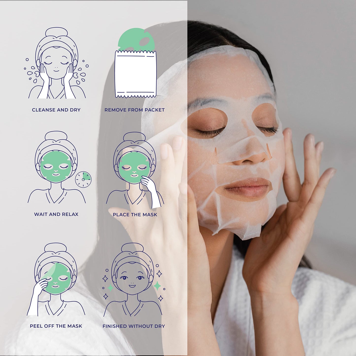 Innerest Original Derma Beauty Collagen Face Masks 12 PK Deep Moisturizing Jojoba Face Mask Skin Care Sheet Masks Set for Beauty & Personal Care Korean Face Mask