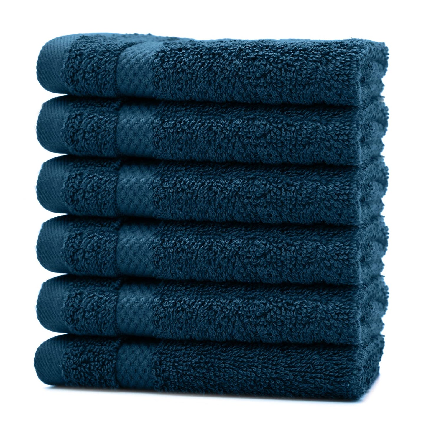 DAN RIVER 100% Cotton Face Towels 12 Pack - Premium Quality Washcloths Highly Absorbent Towels for Bathroom, Spa, Gym - Quick Dry Essential for Daily Use 12x12 in, 600 GSM – Blue