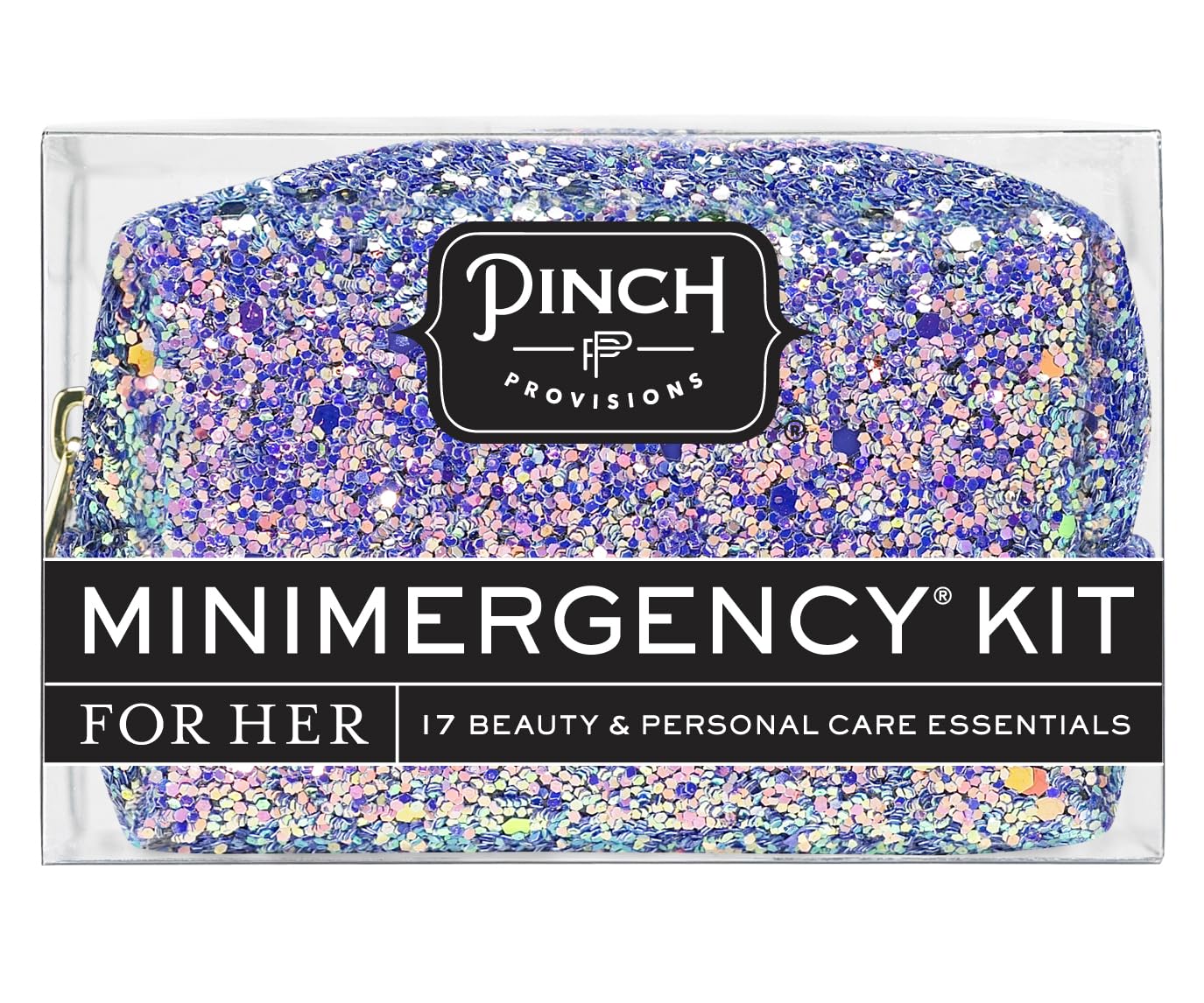 Pinch Provisions Mermaid Glitter Minimergency Kit, includes 17 Travel-Sized Cosmetic Essentials, Convenient for Purses, Emergency Beauty Accessories, Gifts for Holiday’s & Birthday’s