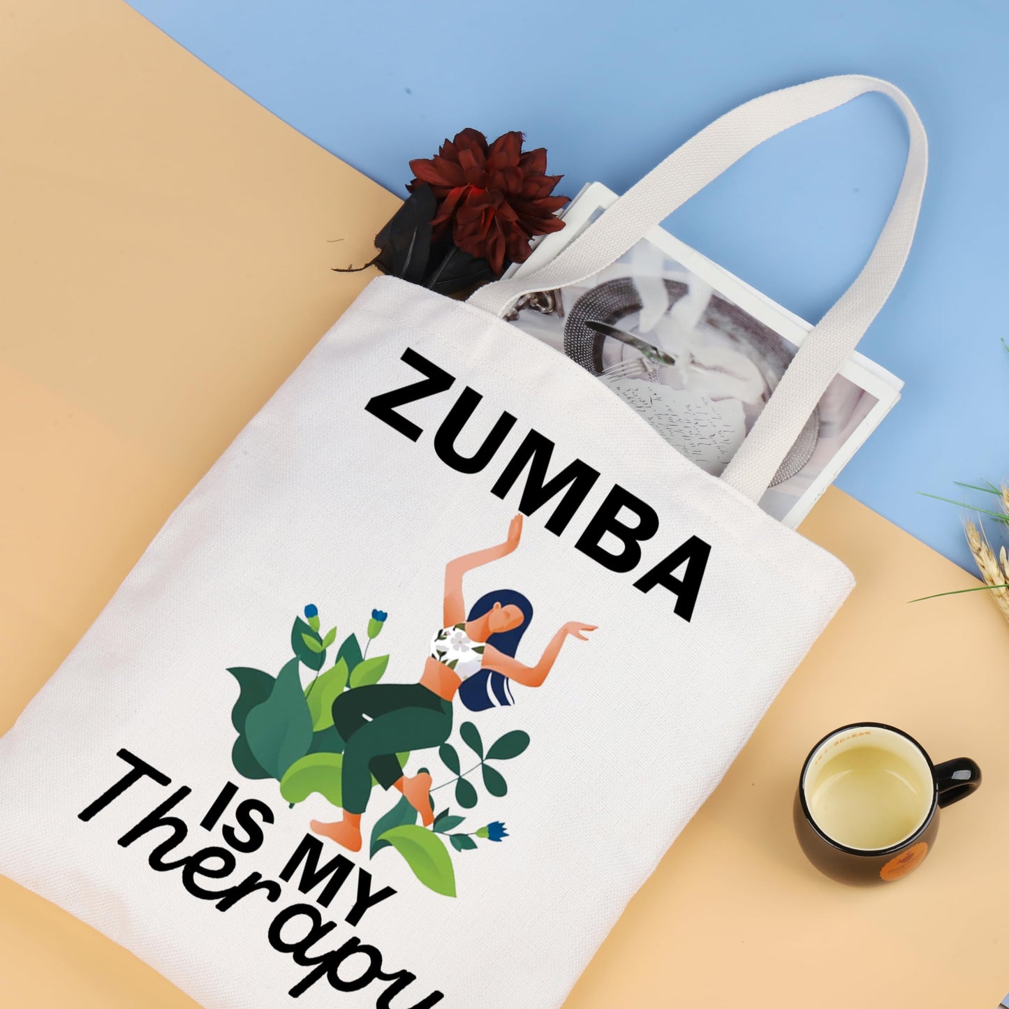 XYANFA Zumba Is My Therapy Zumba Lover Makeup Bag Zumba Instructor Gift Zumba Dance Fitness Coach Teacher Zipper Pouch (ZUMBA IS MY Therapy Tote Bag)