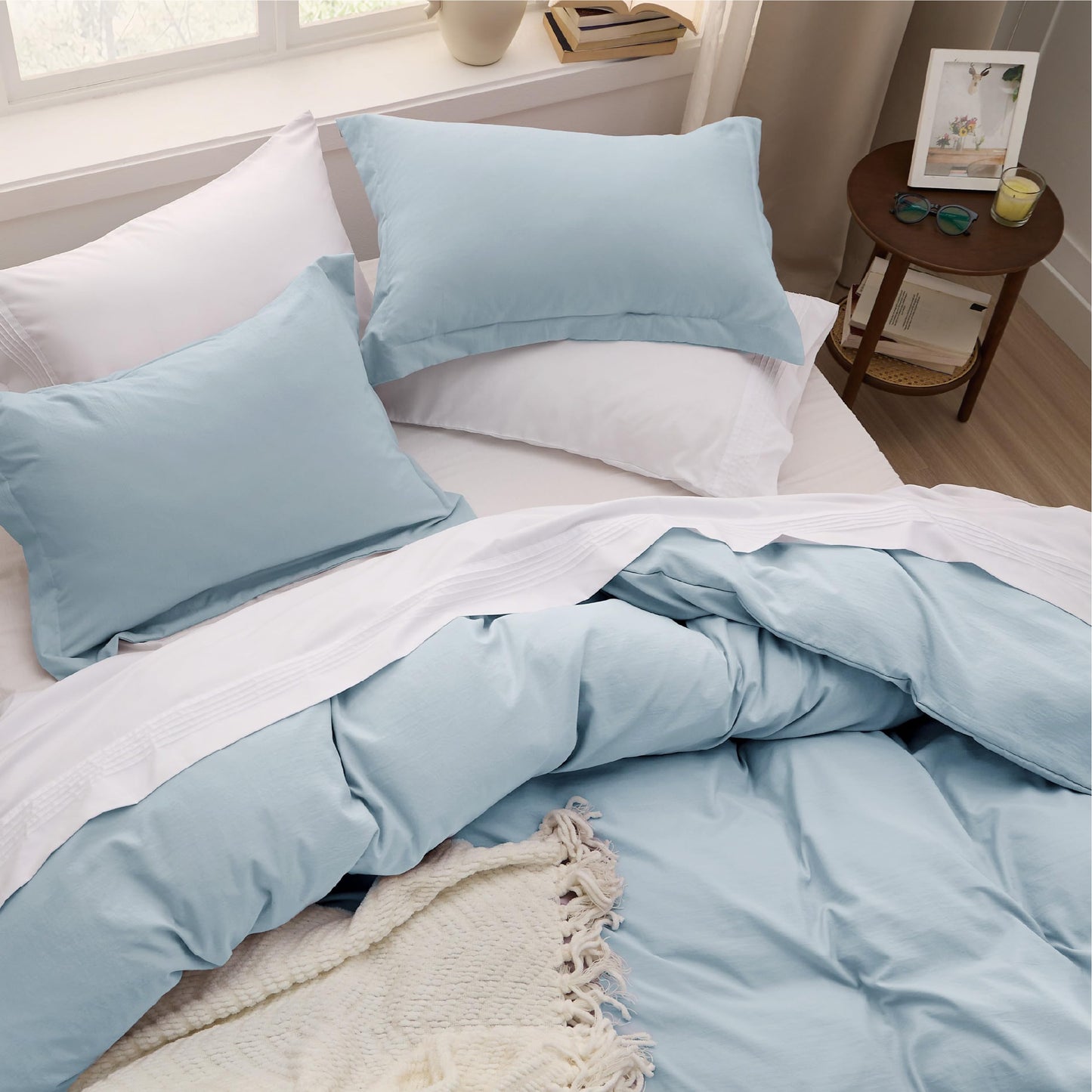 Bedsure Sky Blue Twin Duvet Cover Set - Soft Prewashed Duvet Cover Twin Size, 2 Pieces, 1 Duvet Cover 68x90 Inches with Zipper Closure and 1 Pillow Sham, Comforter Not Included