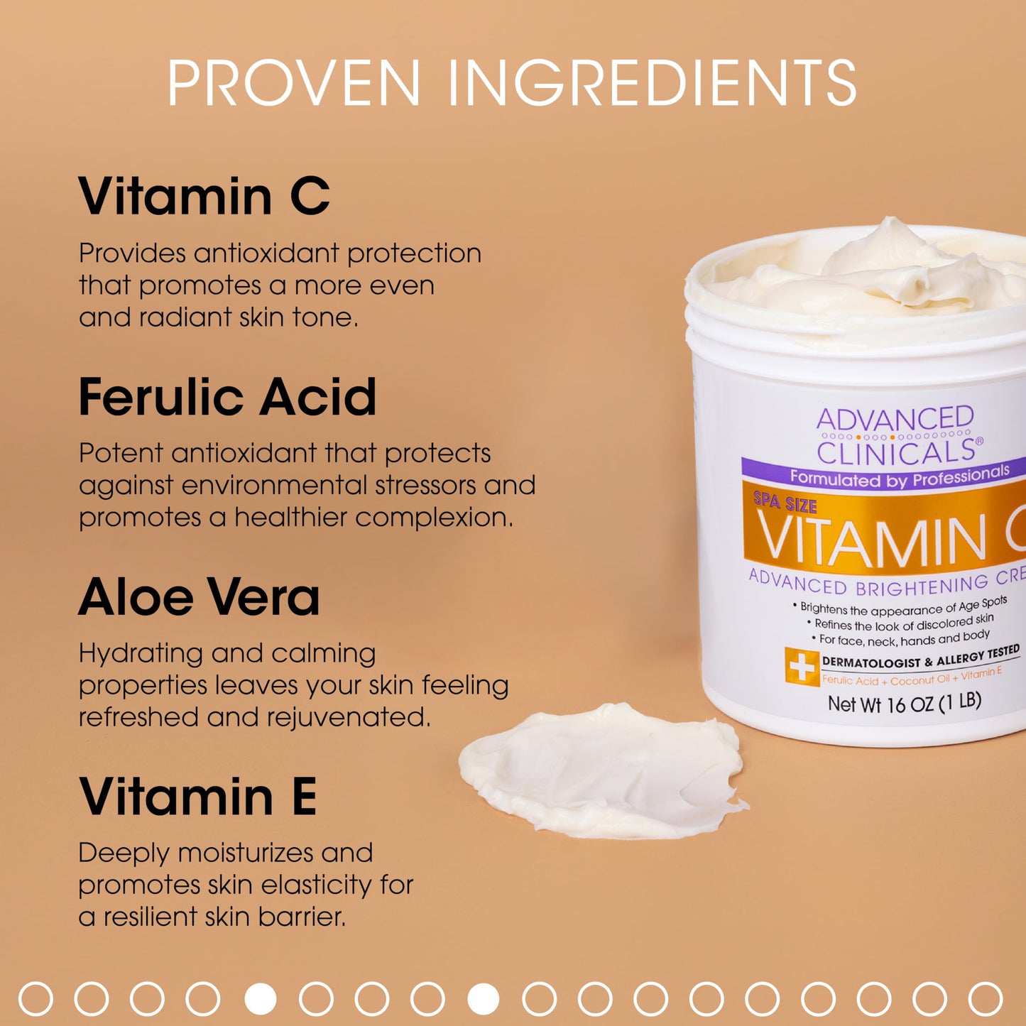 Advanced Clinicals Vitamin C Cream Face & Body Lotion Moisturizer | Anti Aging Skin Care Firming & Brightening Cream For Body, Face, Uneven Skin Tone, Wrinkles, & Sun Damaged Dry Skin, 16 Oz