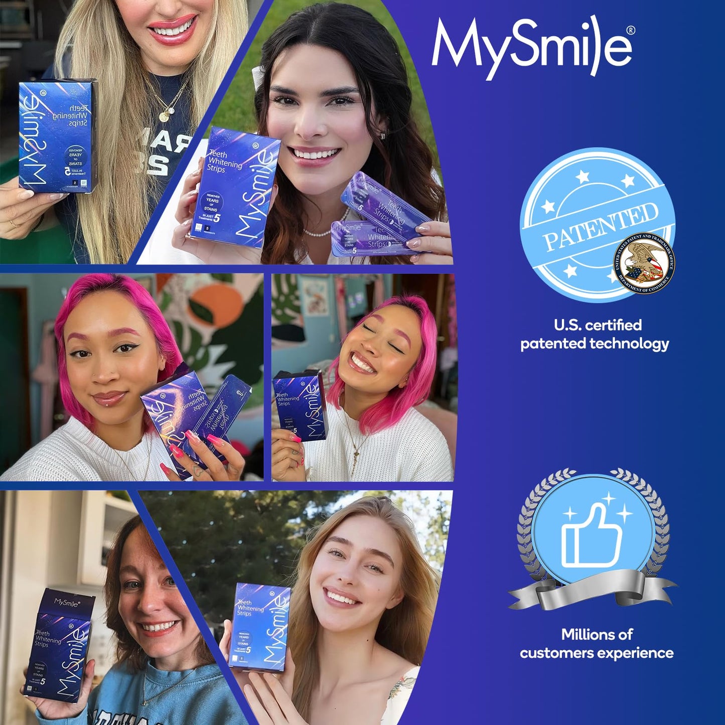 MySmile Advanced Teeth Whitening Strips, 2 Pack Non-Sensitive Formulated 5X Plus Whitening Results Helps Remove Years of Stains from Smoking, Coffee Soda Wine Drinkers Yellow Stains - 20 Strips