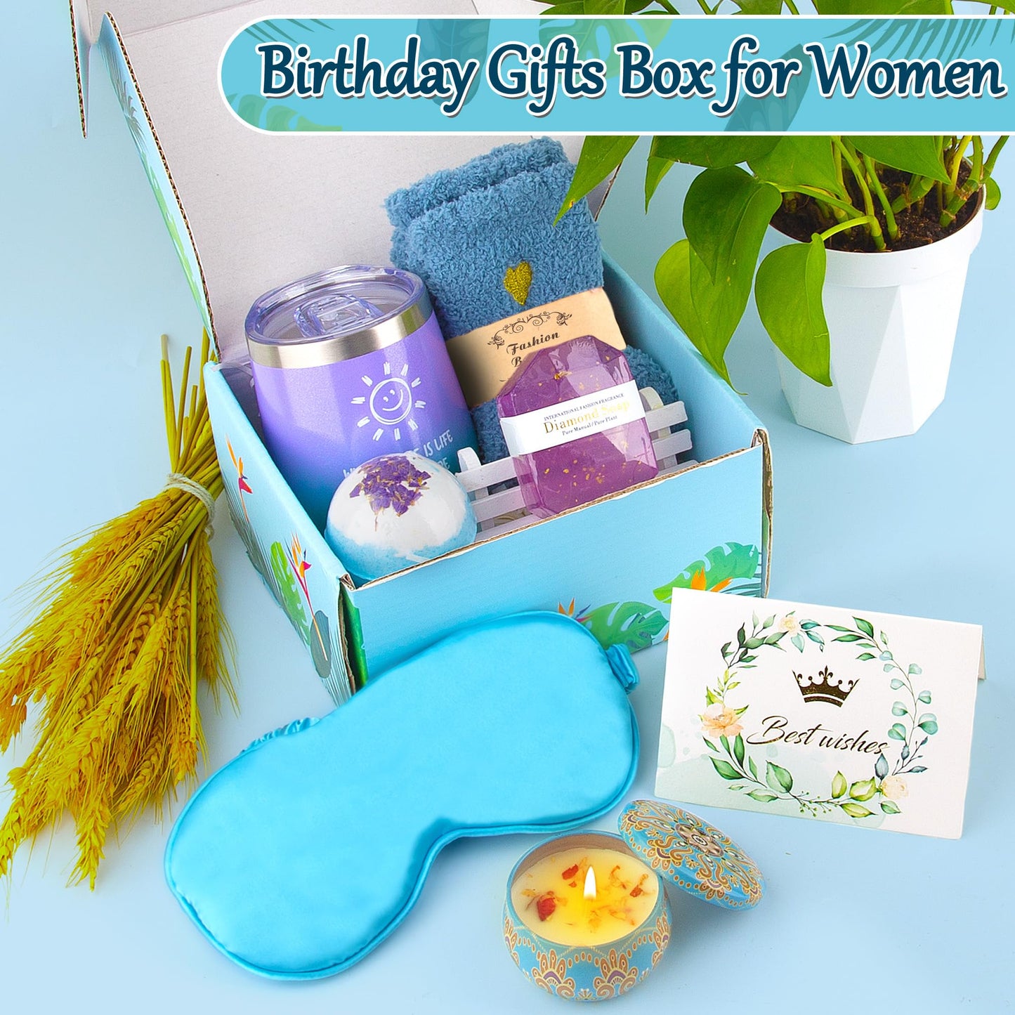 LUYITOM Gift Box for Women Birthday Bath Relax Spa Basket for Mom Wife, Get Well Soon Gifts Baskets Ideas for Women on Mother’s Day Birthday