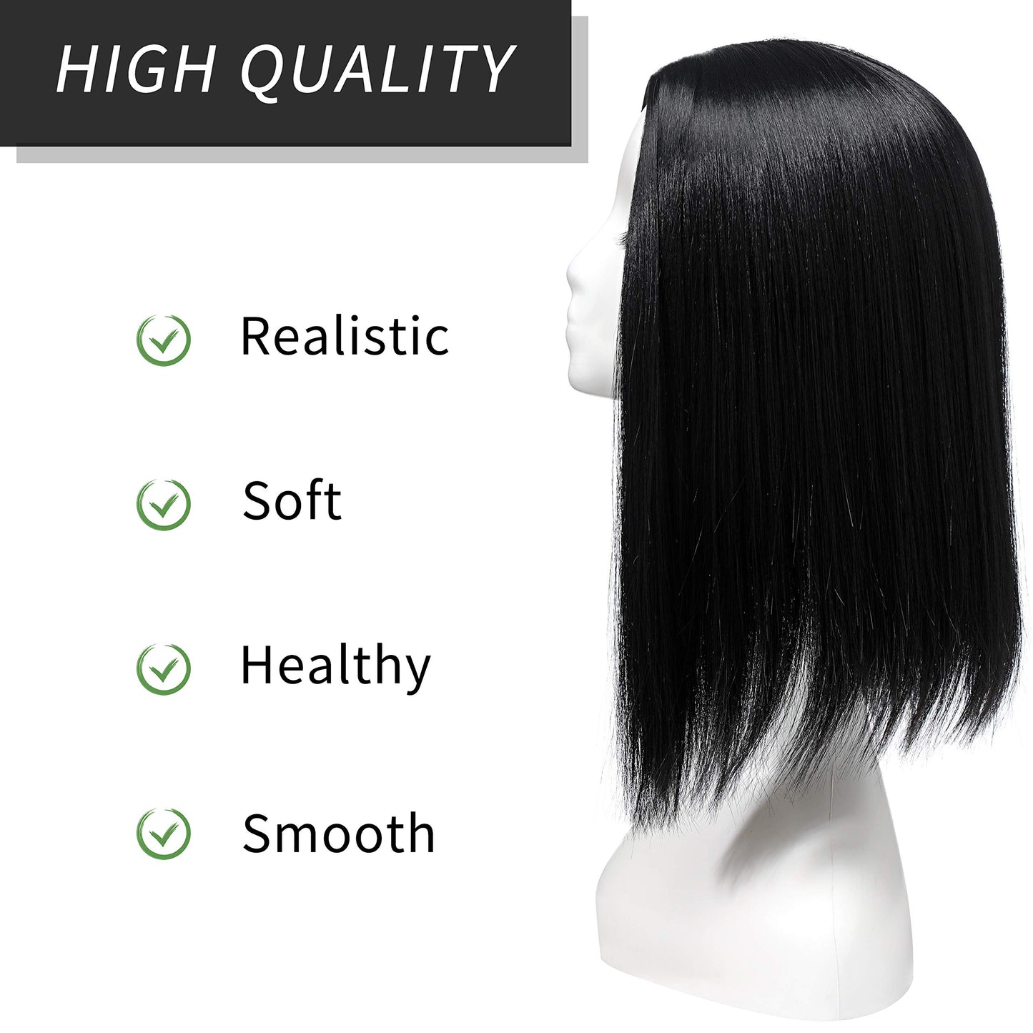 MSMY Colorful Wig Women's Long Straight Wigs Human Hair Wigs Long Straight Wigs for Women Heat Resistant Pastel Cosplay Wig (BLACK)