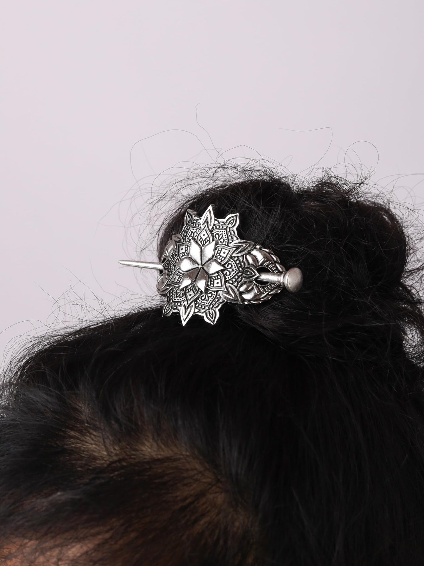 HAQUIL Mandala Flower Hairpin Vintage Jewelry for Women Retro Silver Vintage Metal Hair Barrette