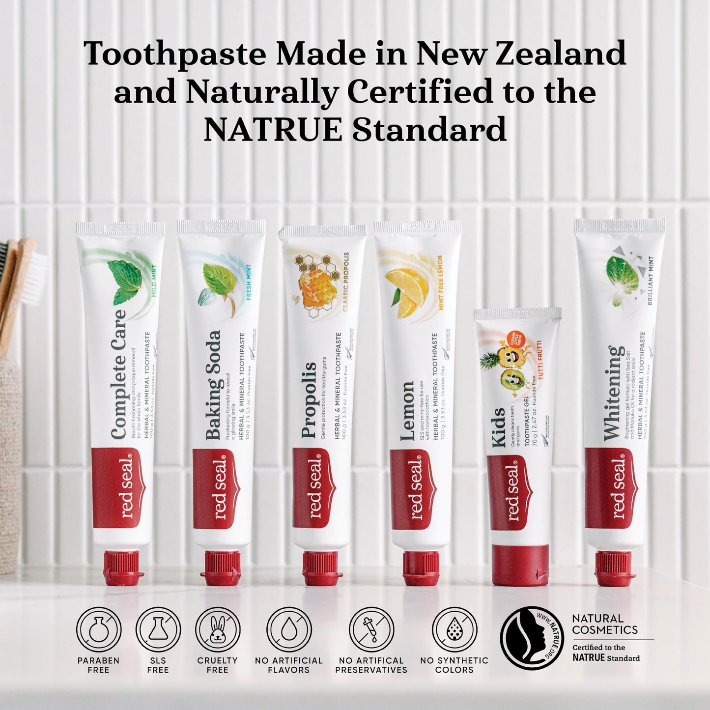 Red Seal Propolis Herbal & Mineral Natural Toothpaste - Fluoride Free, Organic, NATRUE Certified Natural- Supports Natural Gum Health and Oral Hygiene, Prevents Plaque, Vegan, Cruelty-Free (2)