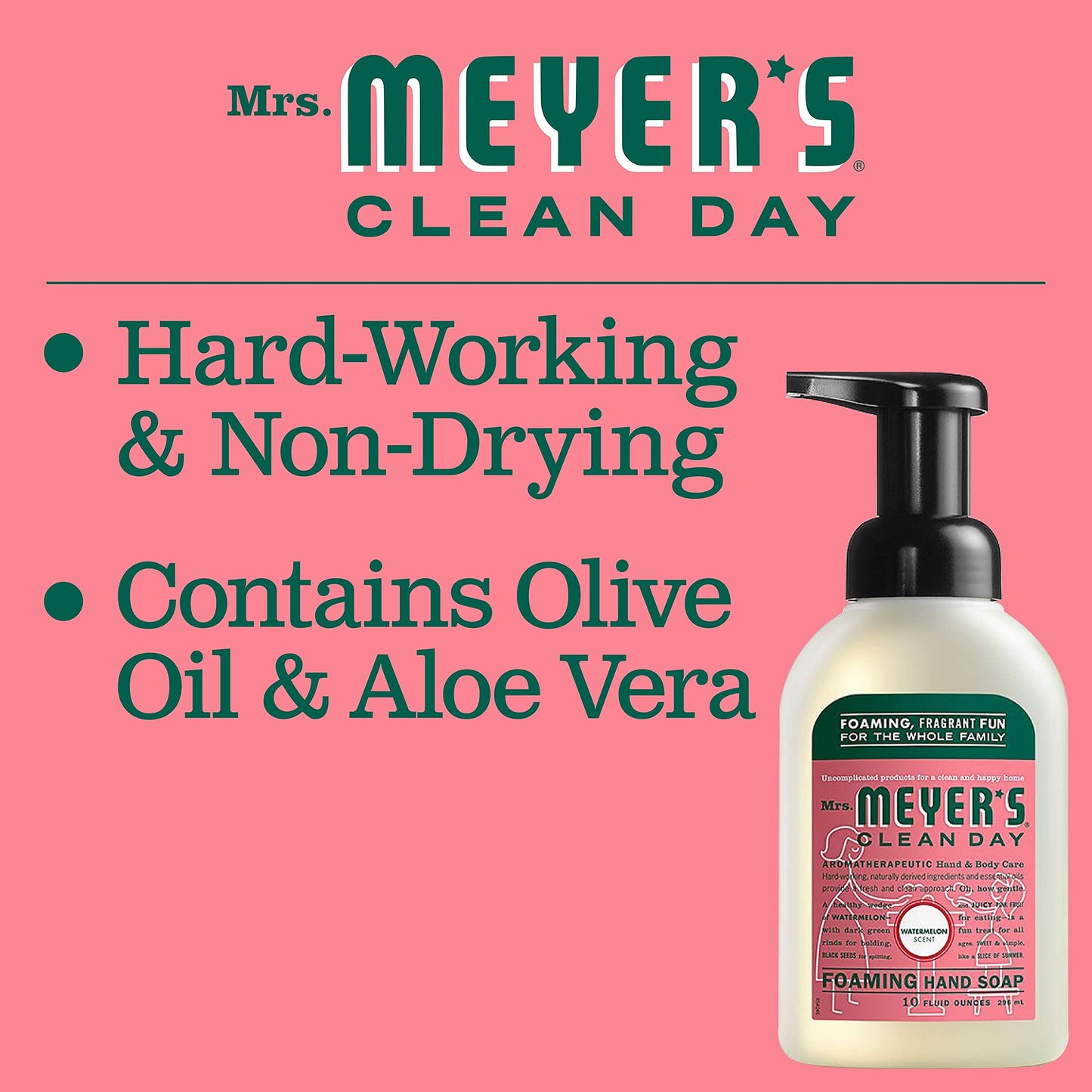 MRS. MEYER'S CLEAN DAY Foaming Hand Soap, Watermelon, 10 OZ. (Pack of 4)