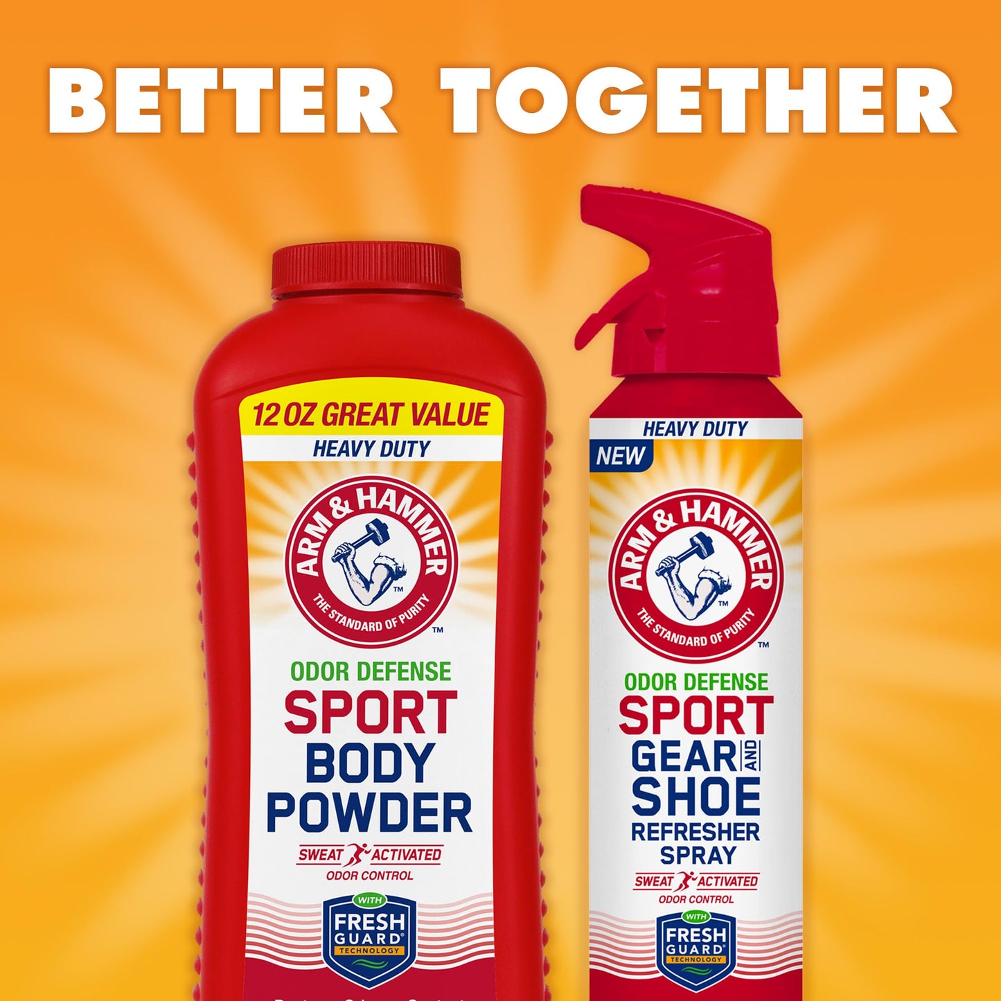 Arm & Hammer Sport Body Powder, Powder for Men and Women, Fresh Feeling, Talc Free, Aluminum Free Odor Defense with Baking Soda (3 Pack)