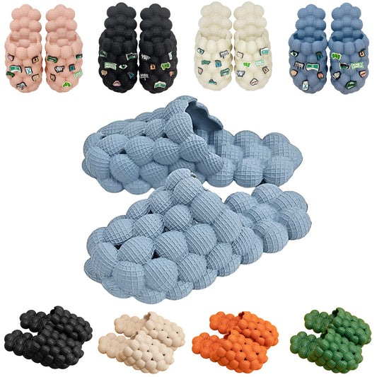 Anboa Bubble Slides, Bubble Slippers, Massage Bubble Slides Slippers for Women Men, Funny Lychee Non-slip Spa Slippers, Soft Pillow Stress Relief Slides, Reflexology Sandals for Ladies Slides, Blue,