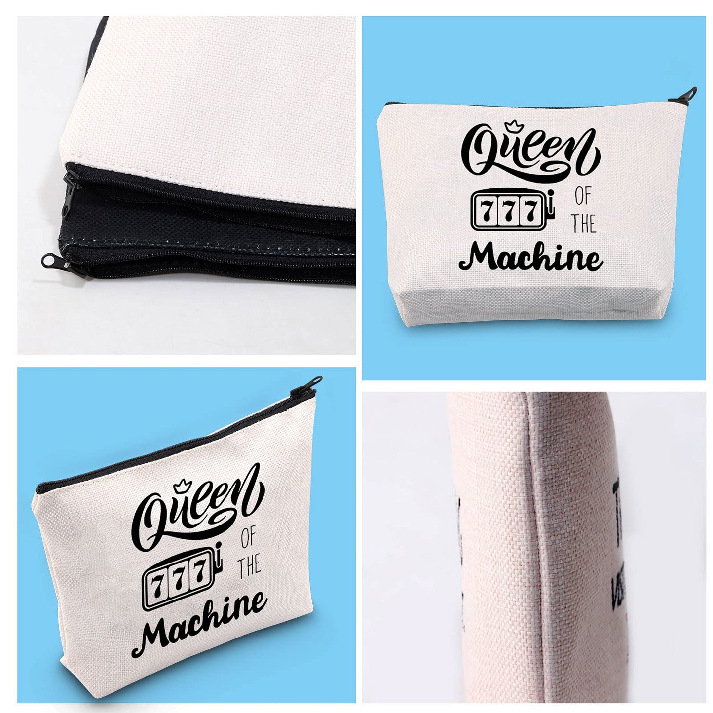 GJTIM Slot Machine Inspired Gift Queen Of The Machine Gambling Zipper Pouch Makeup Bag Gambler Casino Lover Gift (Queen Of The Machine)