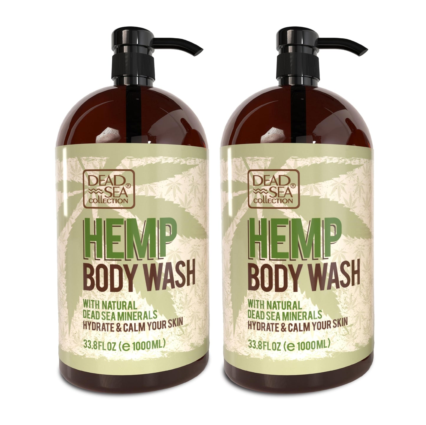 Dead Sea Collection Hemp Body Wash for Women and Men - with Pure Dead Sea Minerals and Hemp Seed Oil - Cleanses and Moisturizes Skin - Pack of 2 (67.6 fl. oz)