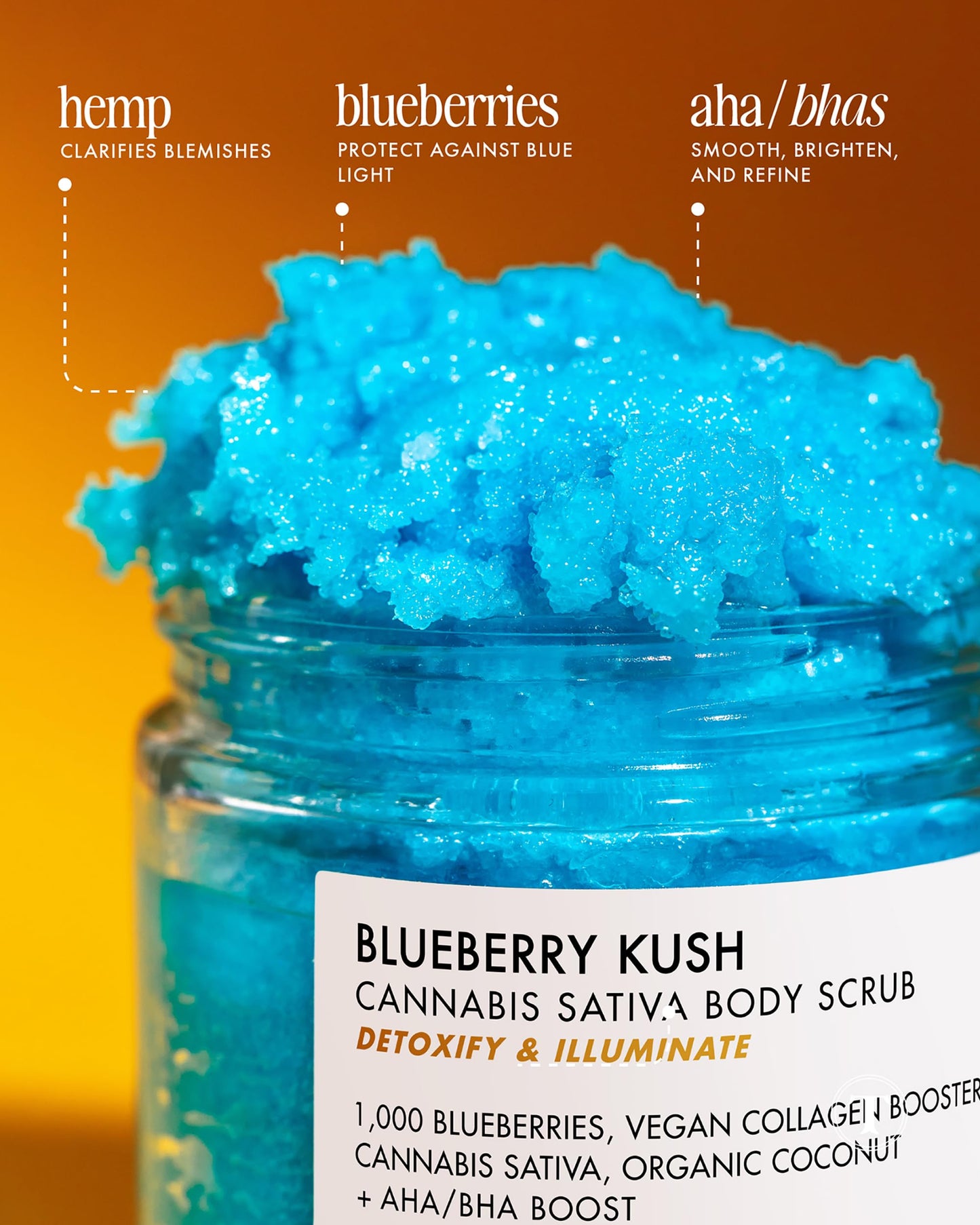 Truly Beauty Blueberry Kush Body Scrub with Hydroxy Acids and Vegan Collagen - Detoxifying Sugar Scrub for Women - Exfoliating Body Scrub for Flawless and Luminous Skin - 6 oz