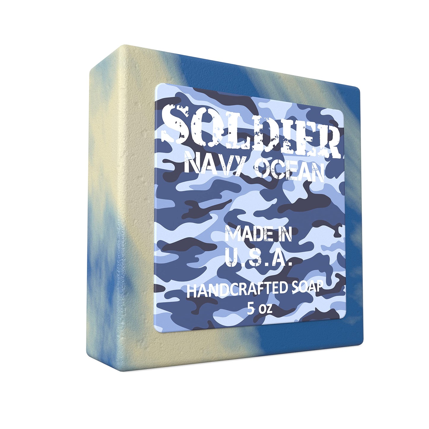 NATURAL AMERICAN SOLDIER Men’s Bar Soap – NAVY OCEAN - 100% All Natural, Masculine Scent, Essential Oils, Organic Shea Butter, No Harmful Chemicals – For Men - Made in USA - Man Soap, 5 oz