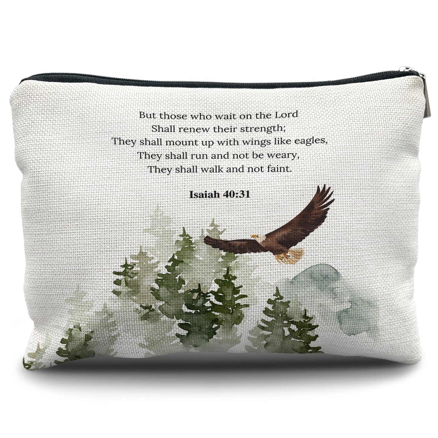 Nogrit Christian Inspirational Makeup Bag Cosmetic Bags for Women, Christian Gifts for Women Faith, Religious Bible Verse Small Makeup Cosmetic Bag for Purse, Isaiah 40:31