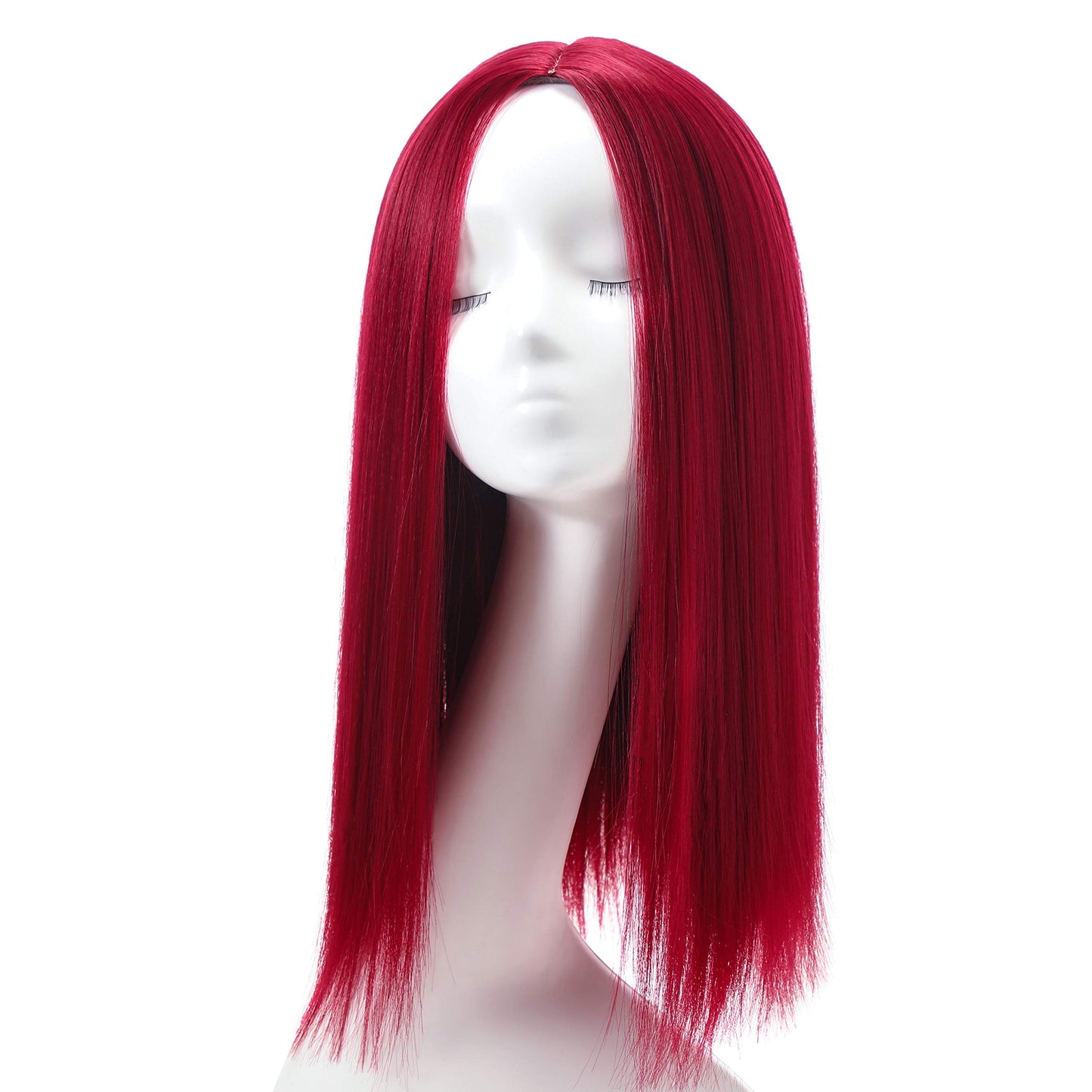 MSMY Colorful Wig Women's Long Straight Wigs Synthetic Wigs Long Straight Wigs for Women Heat Resistant Pastel Cosplay Wig (RED)