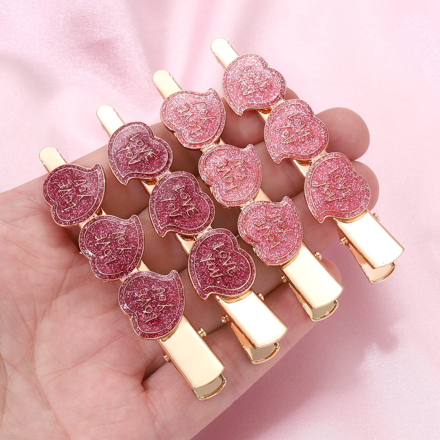 Valentine’s Day Hair Clips Cupid Heart Metal Hairpins for Women Girls Sweet Romantic Love Alligator Clips Barrettes Pretty Styling Hair Accessory Party Gifts (Love You)