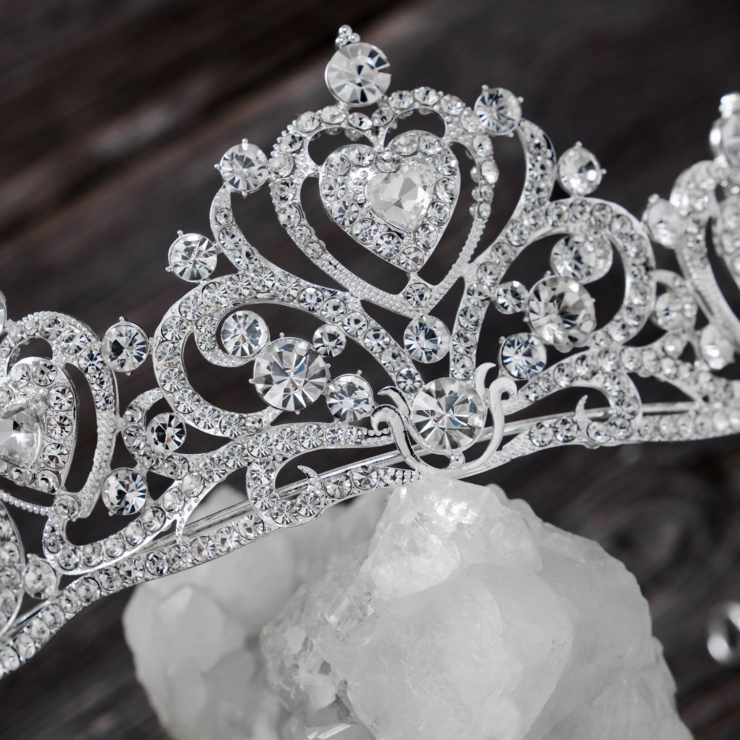 SWEETV Princess Tiara for Women, Crystal Wedding Tiaras for Bride, Silver Crown for Birthday Quinceanera Pageant Party Prom,Costume Hair Accessories Gift, 02 Silver