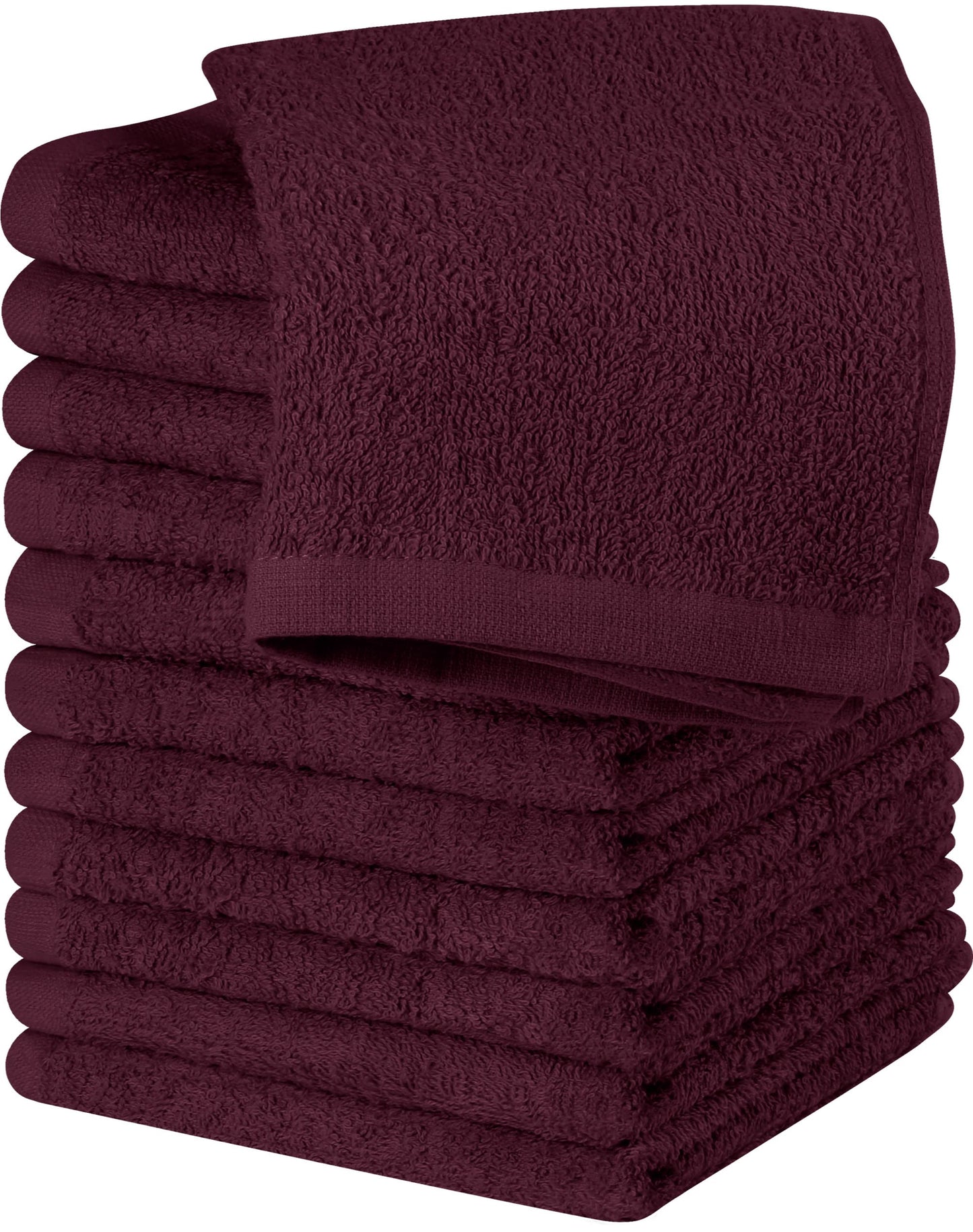 Utopia Towels 12 Pack Cotton Washcloths Set - 100% Ring Spun Cotton, Premium Quality Flannel Face Cloths, Highly Absorbent and Soft Feel Fingertip Towels (Burgundy)