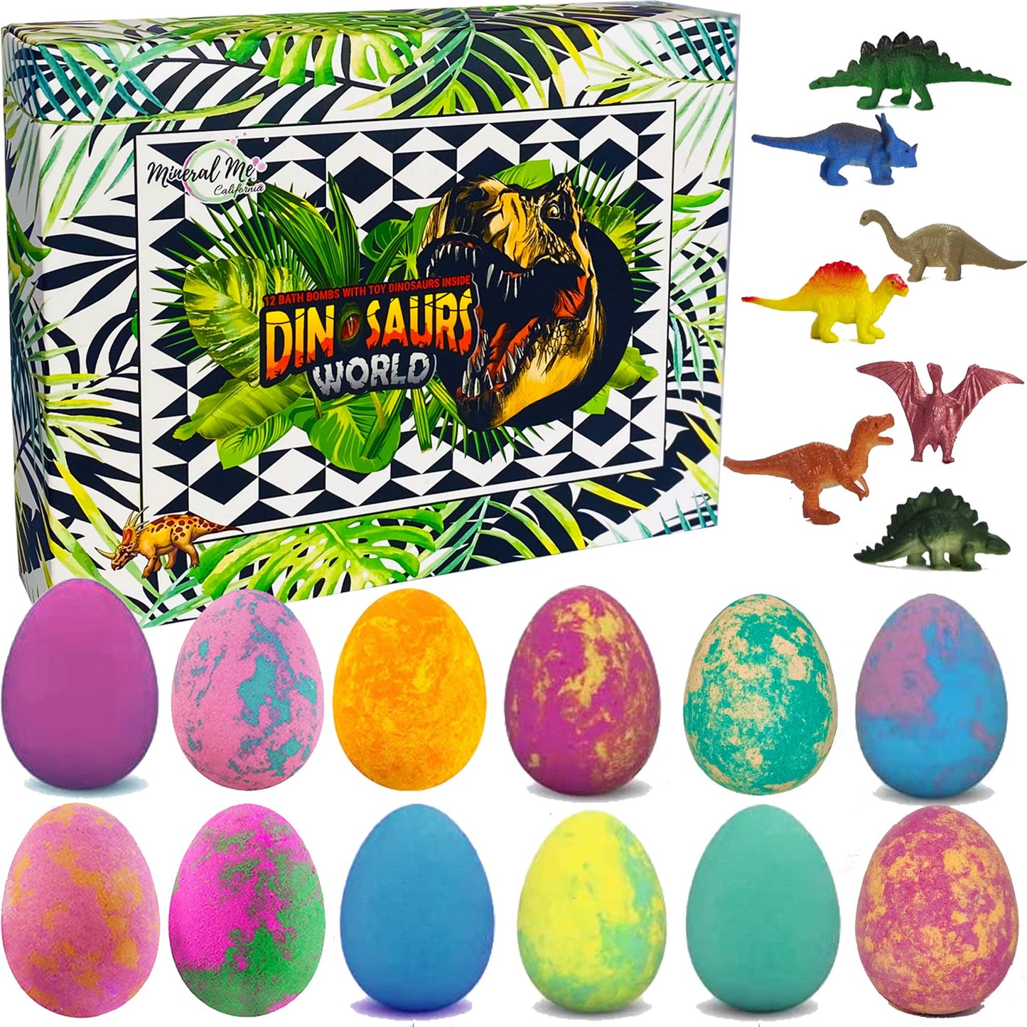 Bath Bombs for Kids with Surprise Inside - 12 Dinosaur Bath Bombs with Toys Inside, Organic Colorful Bubble Bath Fizzies, Dino Egg Bath Bomb, Fizzy Balls w/Rich Bubbles, Halloween Party Favors