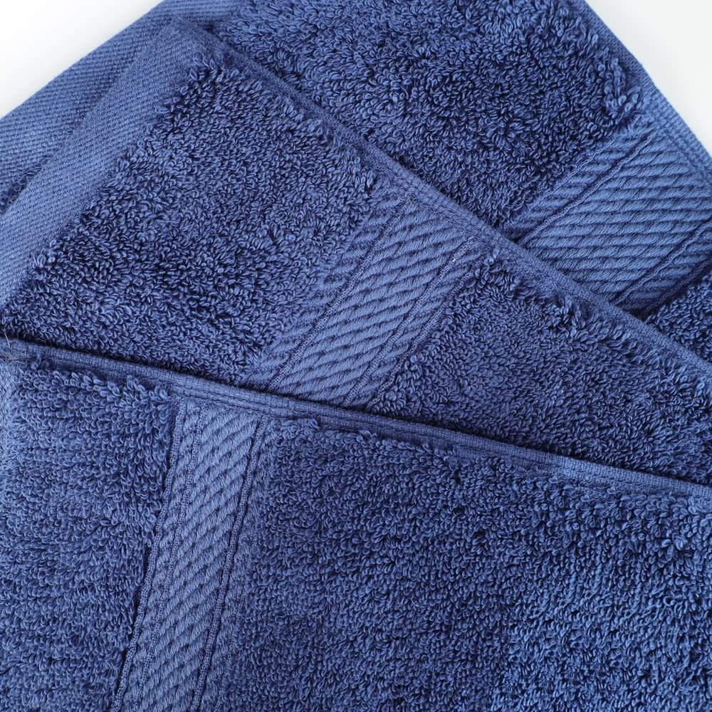 Superior Egyptian Cotton Pile Face Towel/Washcloth Set of 6, Ultra Soft Luxury Towels, Thick Plush Essentials, Absorbent Heavyweight, Guest Bath, Hotel, Spa, Home Bathroom, Shower Basics, Navy Blue