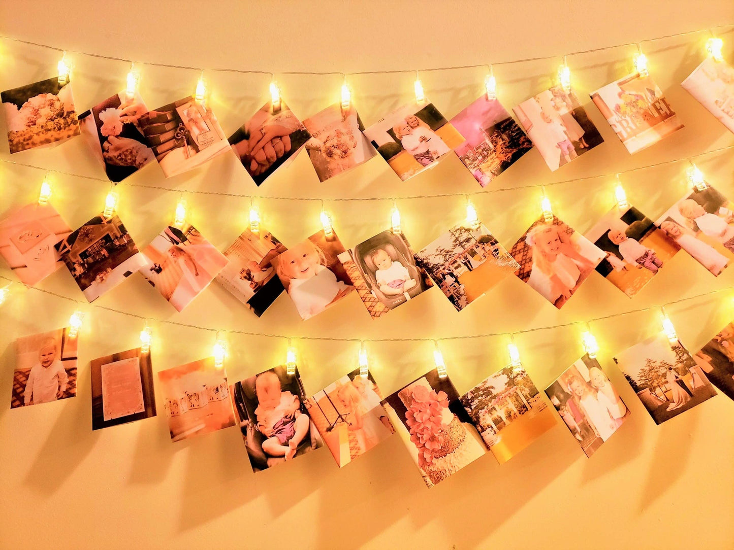 VNSG 40 LED Photo Clip String Lights for Bedroom Wall Decor┃Battery or Plug In┃Fairy Lights to Hang Pictures Christmas Cards, Wedding Photos┃20ft Soft White┃Photo Lights with Clips for Picture Hanging