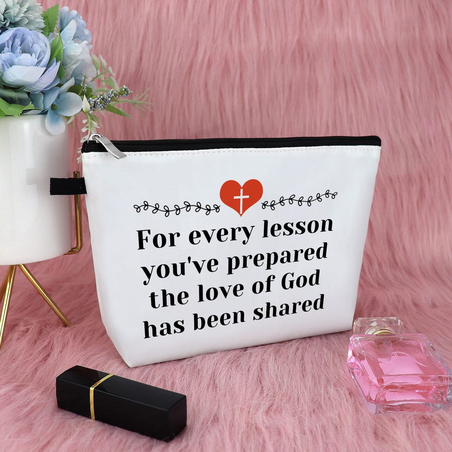 Sunday School Teacher Gift for Women Makeup Bag Teacher Appreciation Gift Christian Gift for Her Religious Bible Verse Gift Birthday Gift for Teacher Christmas Graduation Gift Travel Cosmetic Pouch