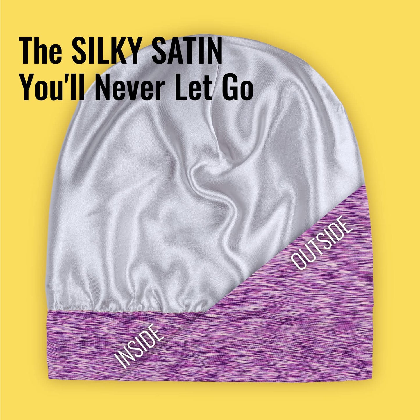 Satin Lined Sleep Cap Bonnet for Curly Hair and Braids, Stay On All Night Hair Wrap with Adjustable Strap for Women and Men, Purple Type2, Pack of 1