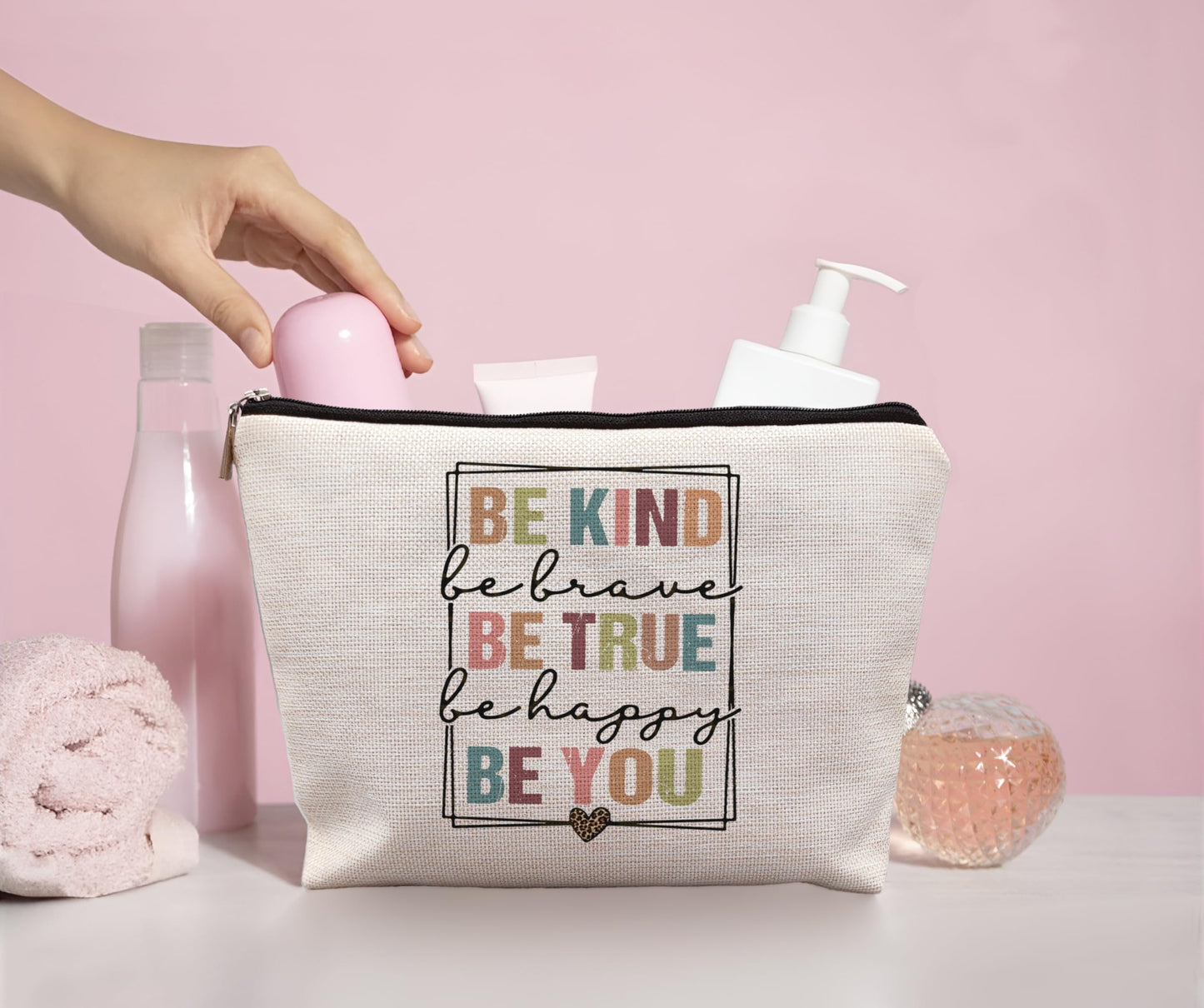 uinwk Be Kind Makeup Bags,Motivational Makeup Bag Cosmetic Bag,Kindness Gifts,Inspirational Gifts For Women Girls Friends Daughter Coworker