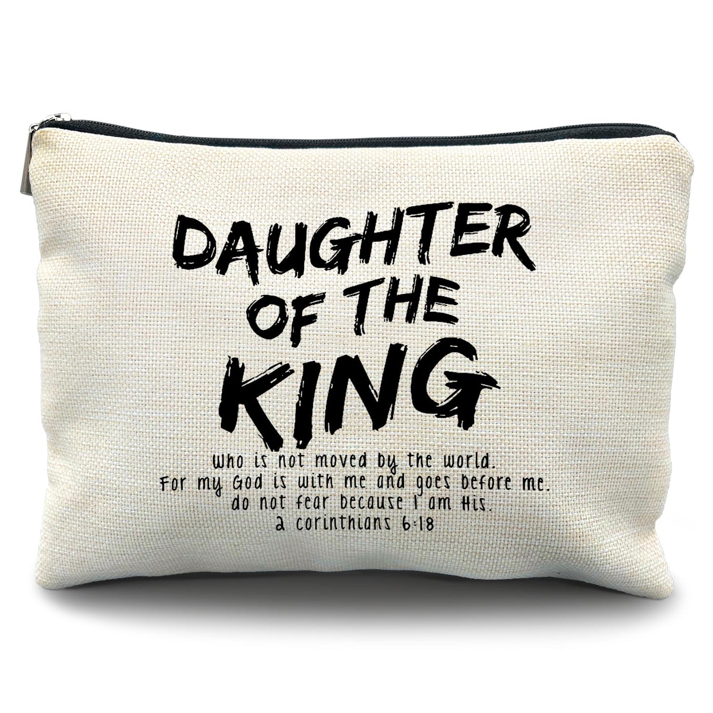 Likjad christian makeup bag Cosmetic Bag, Daughter of the king makeup bag, bible verse makeup bag, christian gifts for women faith, Adult Baptism inspirational gifts for women, corinthions 6 18