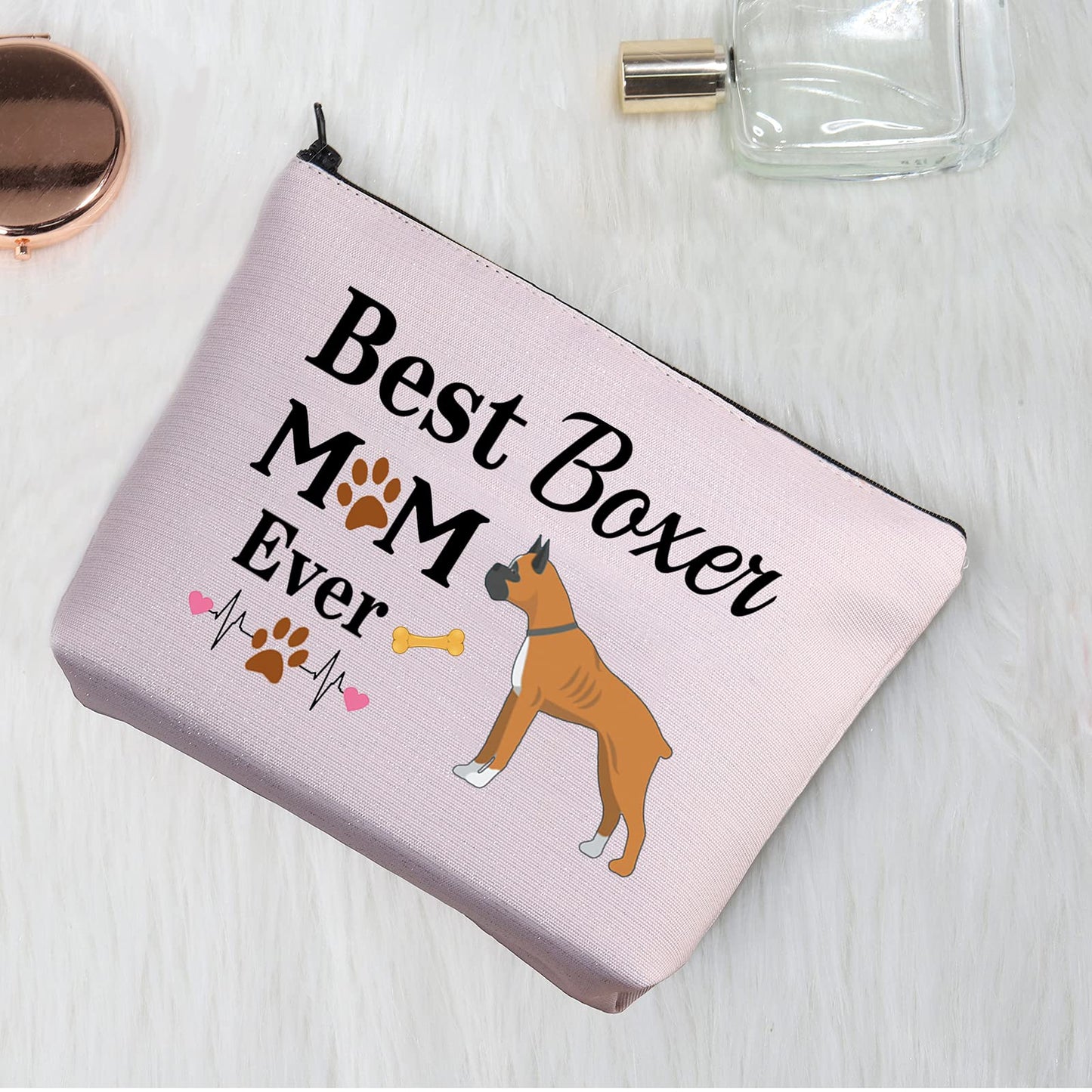 Boxer Mom Gifts Boxer Cosmetic Bag Best Boxer Mom Ever Makeup Bag Boxer Lover Gifts for Boxer Owner Travel Bag Toiletry Bag Organizer Case Purse Pouch (Boxer Mom Cosmetic Bag)