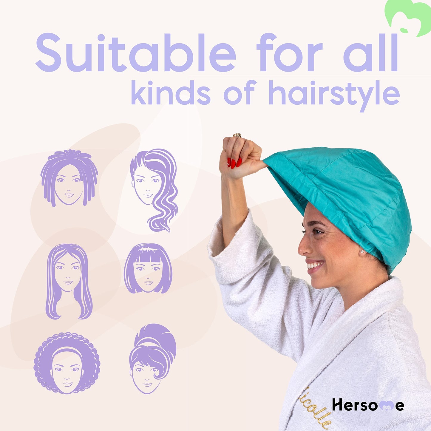 Premium Shower Cap for Women - 1000+ Showers, 100% Waterproof, Double-Sided, Large Shower Cap For Long Hair & Great For Curls (Anti-Frizz Terry Cloth Lining) Turquoise.