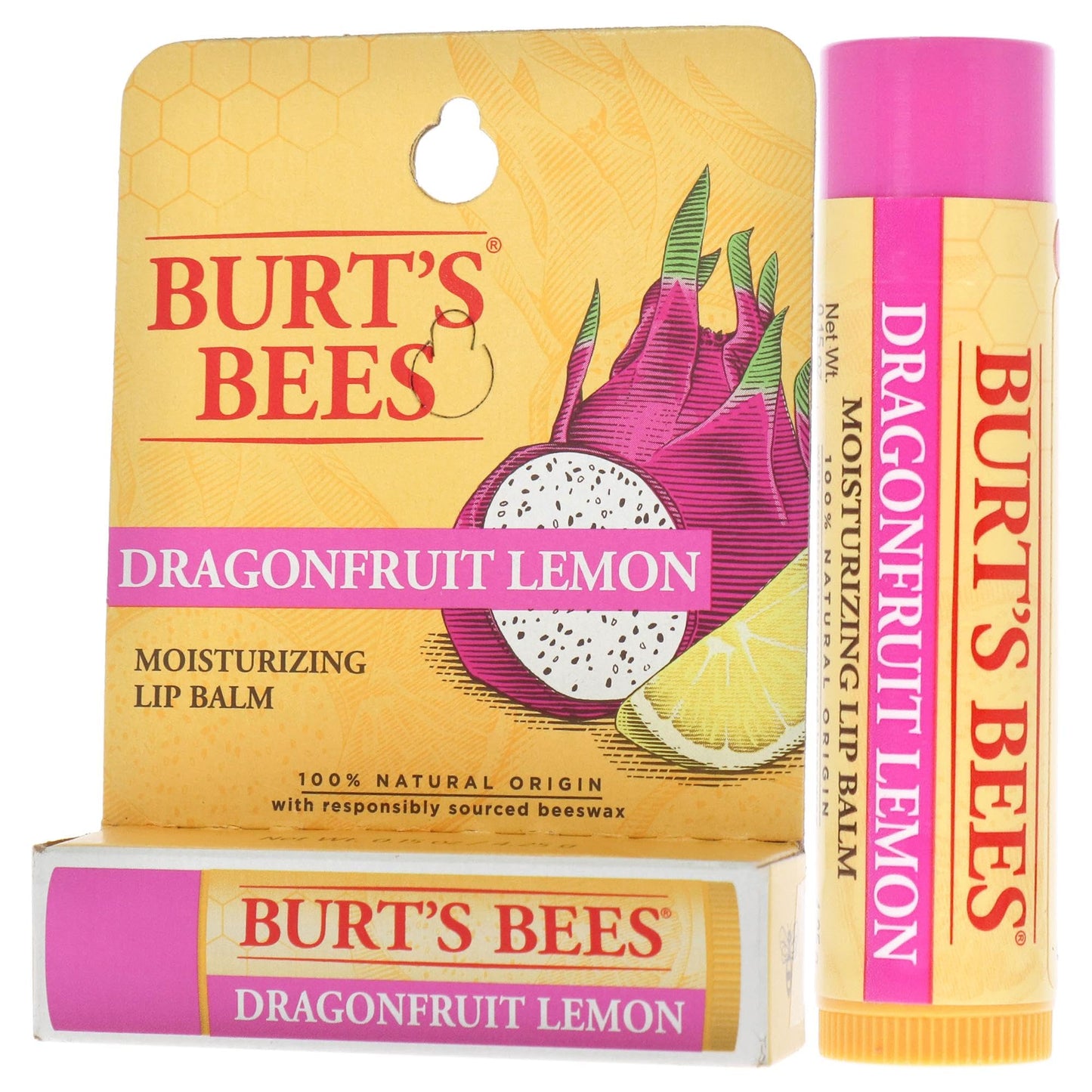 Burts Bees Dragonfruit Lemon Moisturizing Lip Balm Unisex 0.15 oz (I0115832)