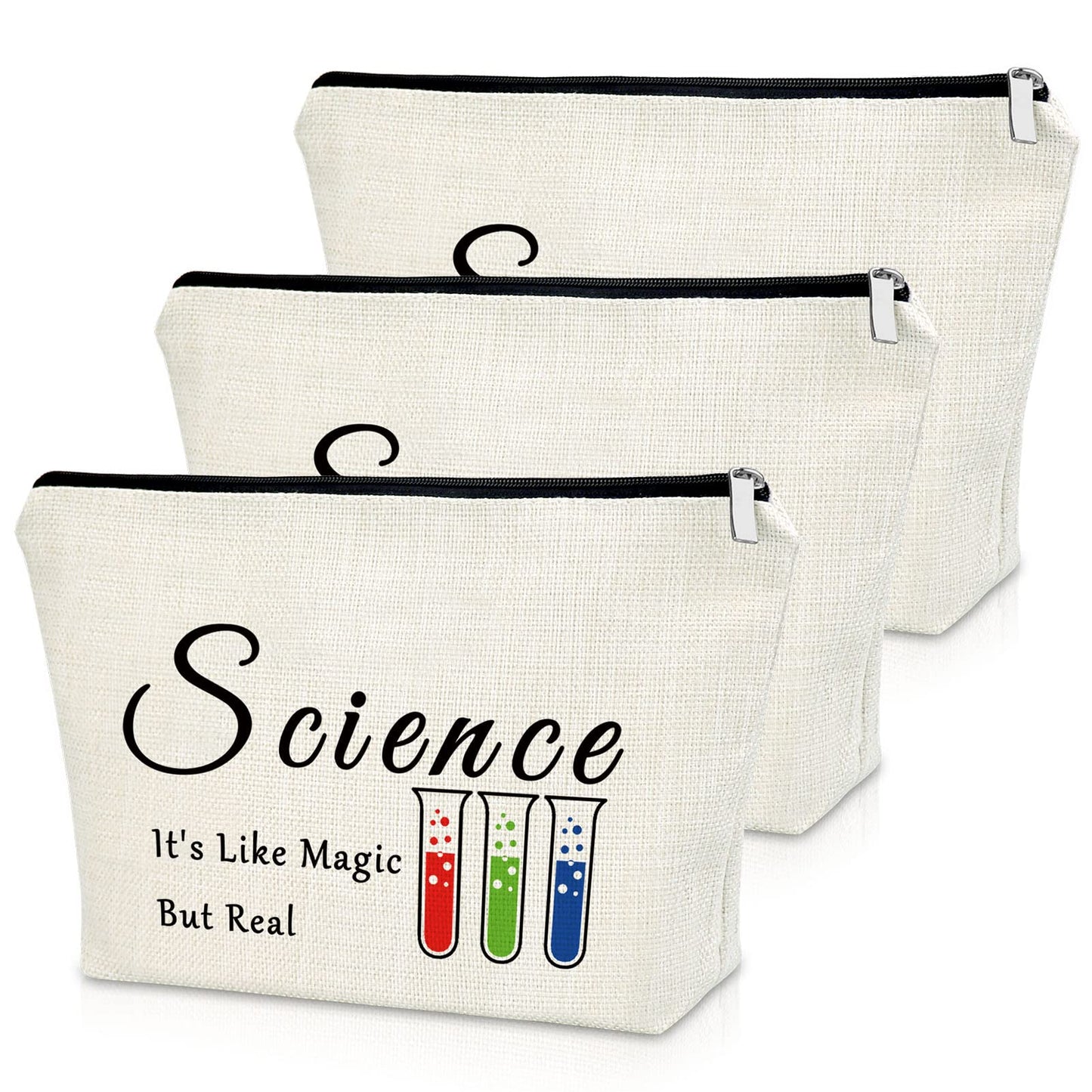 Sazuwu 3PCS Science Gifts Makeup Bag Teacher Appreciation Gifts for Women Science Student Graduation Gifts Scientist Lovers Cosmetic Bag Chemistry Science Gift Birthday Christmas Gifts