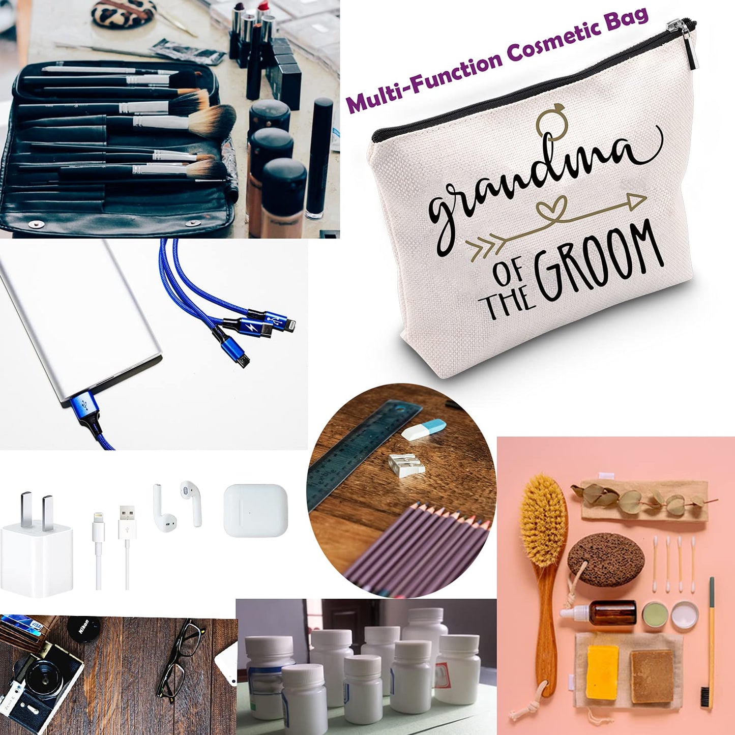 TSOTMO Grandma Grandmother Gift Groom Grandma Gift Grandma of The Groom Makeup Bag Wedding Dinner Gift (Grandma Groom)