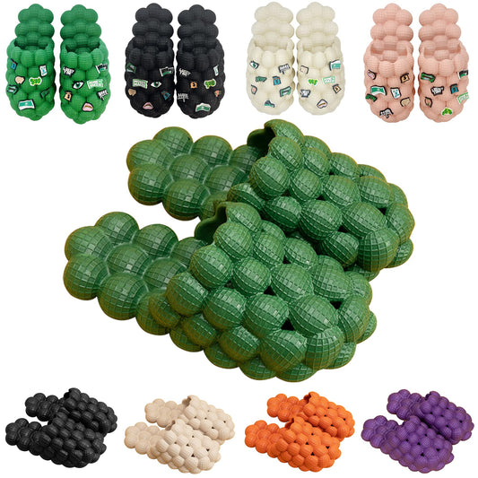 Anboa Bubble Slides, Bubble Slippers, Massage Bubble Slides Slippers for Women Men, Funny Lychee Non-slip Spa Slippers, Soft Pillow Stress Relief Slides, Reflexology Sandals for Ladies Slides, Green,