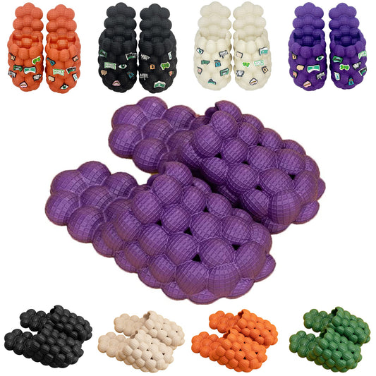 Anboa Bubble Slides, Bubble Slippers, Massage Bubble Slides Slippers for Women Men, Funny Lychee Non-slip Spa Slippers, Soft Pillow Stress Relief Slides, Reflexology Sandals for Ladies Slides, Purple,